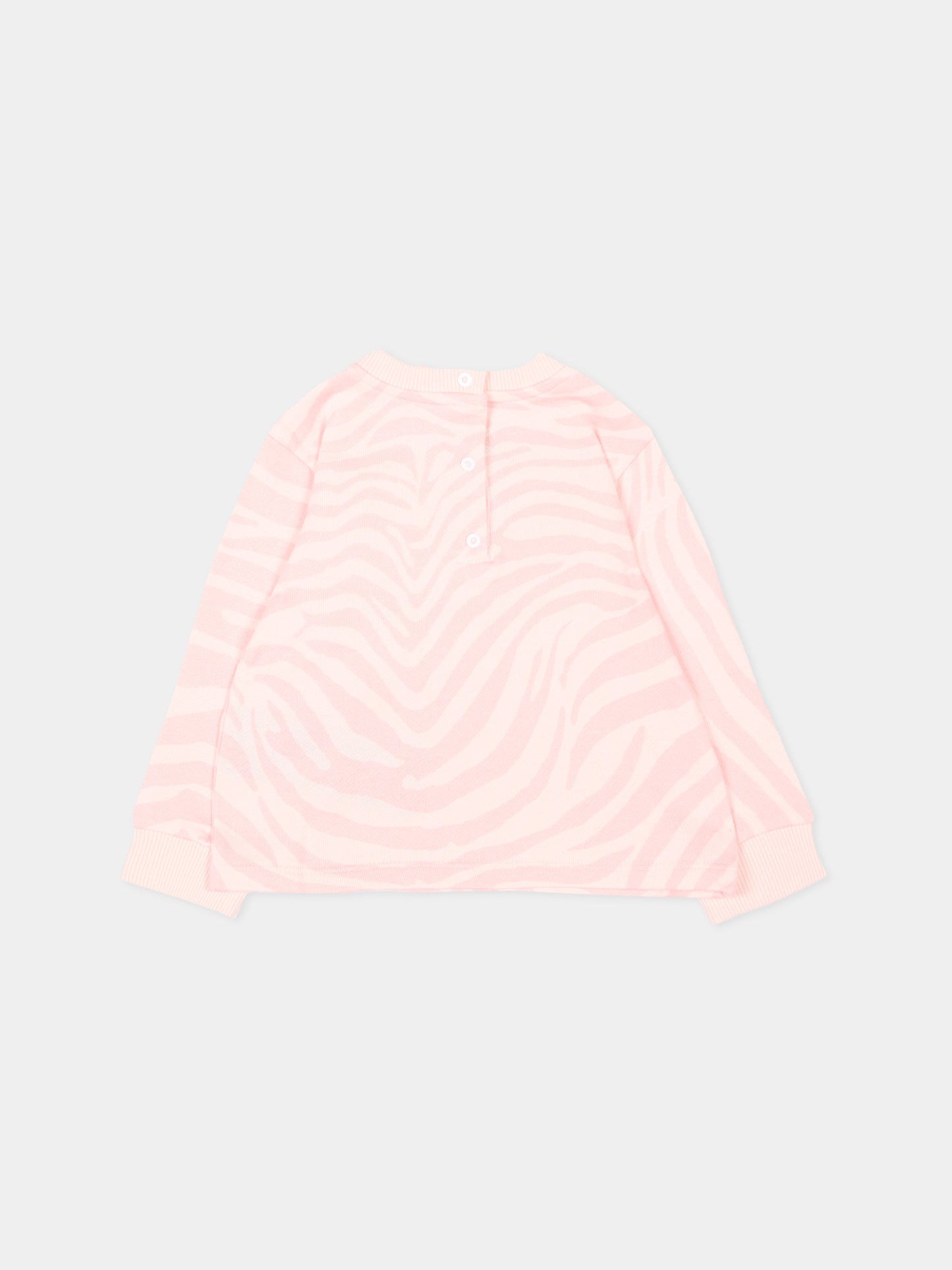 Felpa rosa per neonata con logo,Balmain Kids,BZ4020 Z4118 508RS
