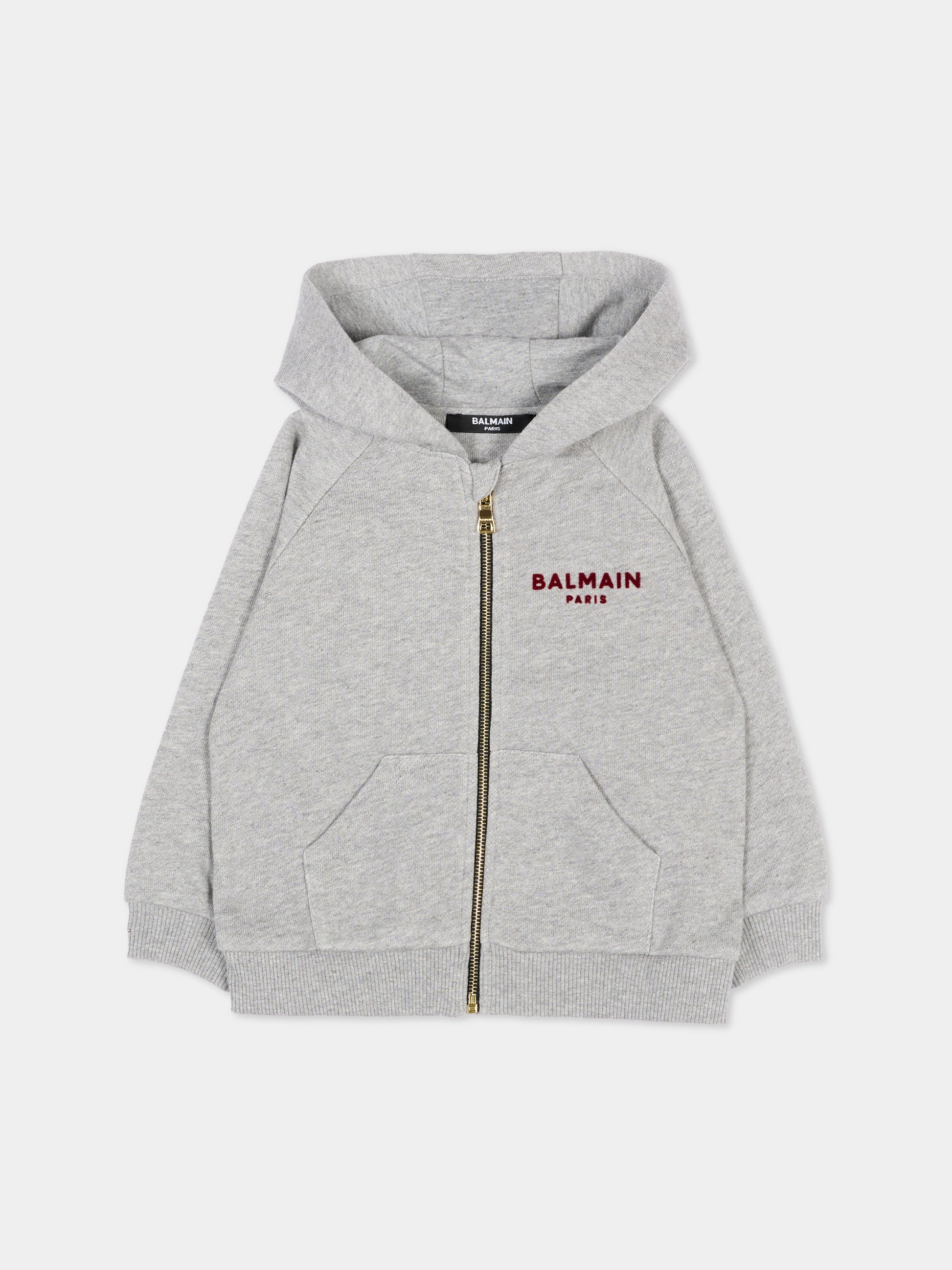 Felpa grigia per neonati con logo,Balmain Kids,BZ4350 Z3188 806BD
