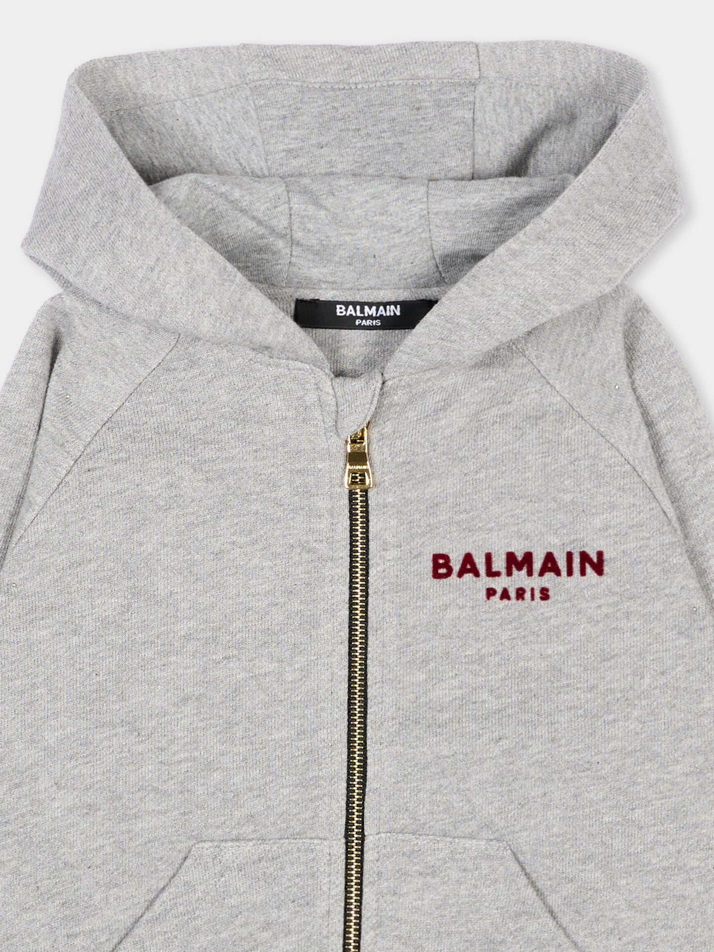 Felpa grigia per neonati con logo,Balmain Kids,BZ4350 Z3188 806BD