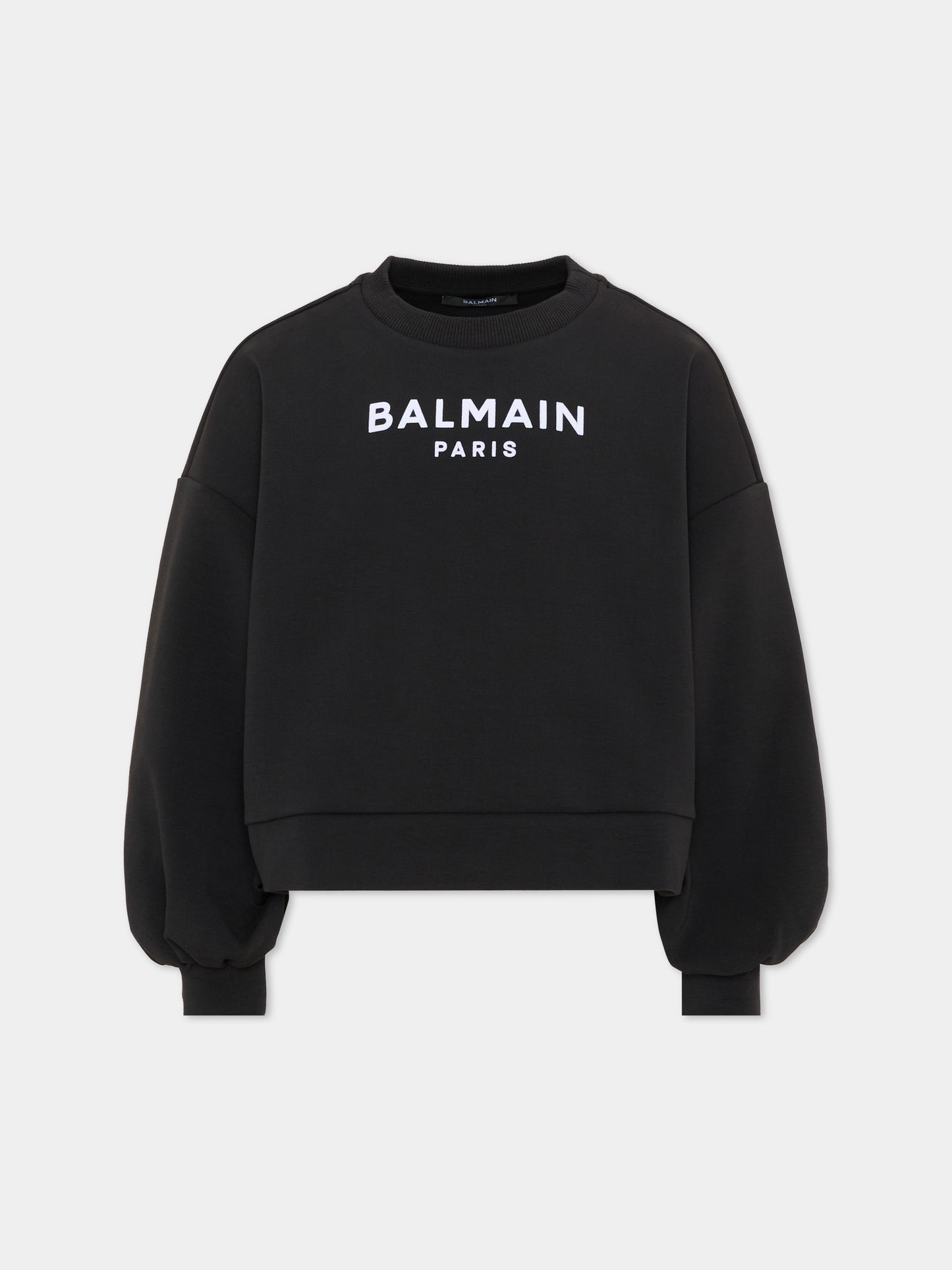 Felpa nera per bambina con logo,Balmain Kids,BZ4A50 Z3728 930BC