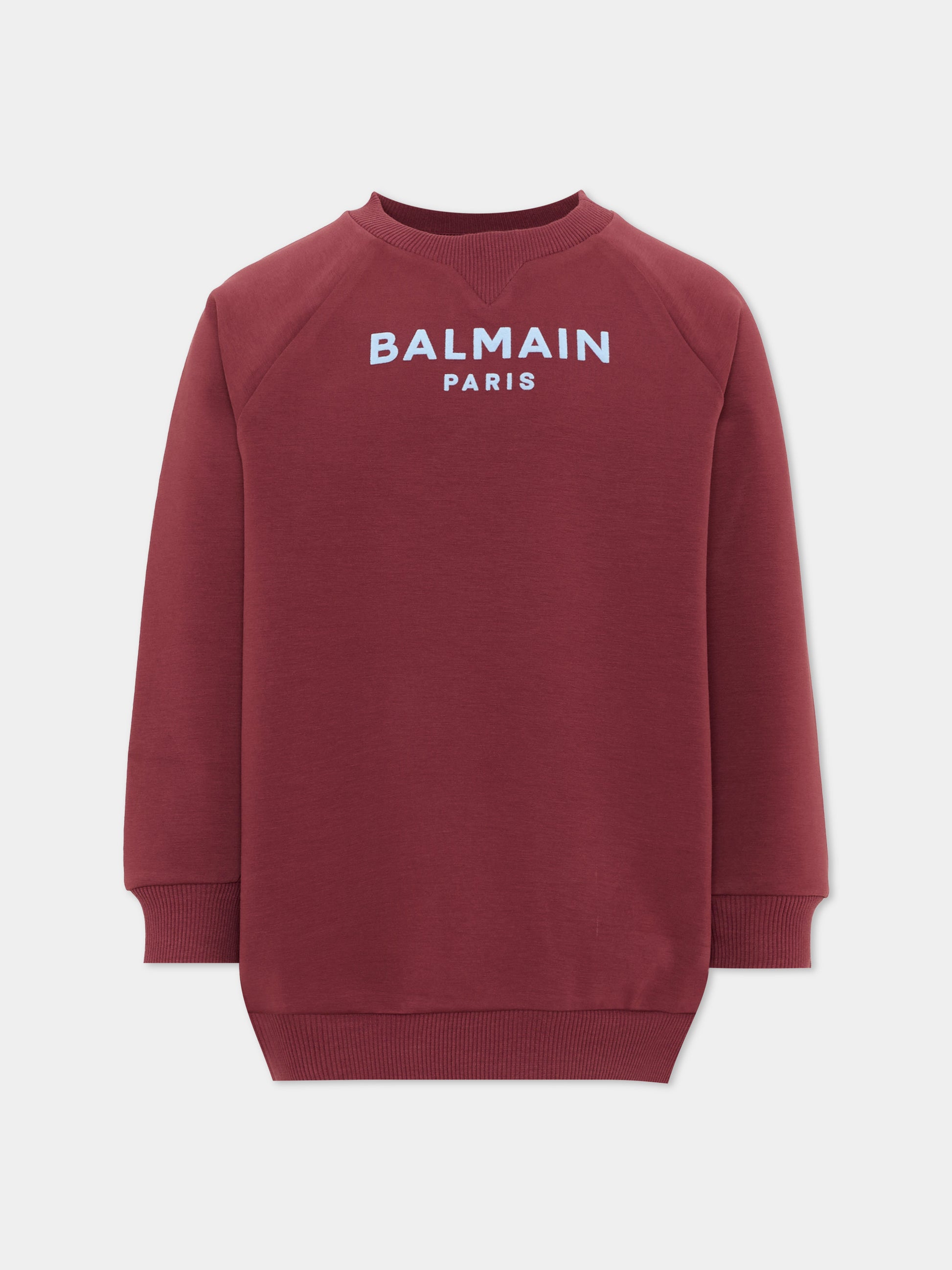 Felpa bordeaux per bambini con logo,Balmain Kids,BZ4I50 Z3728 530CE