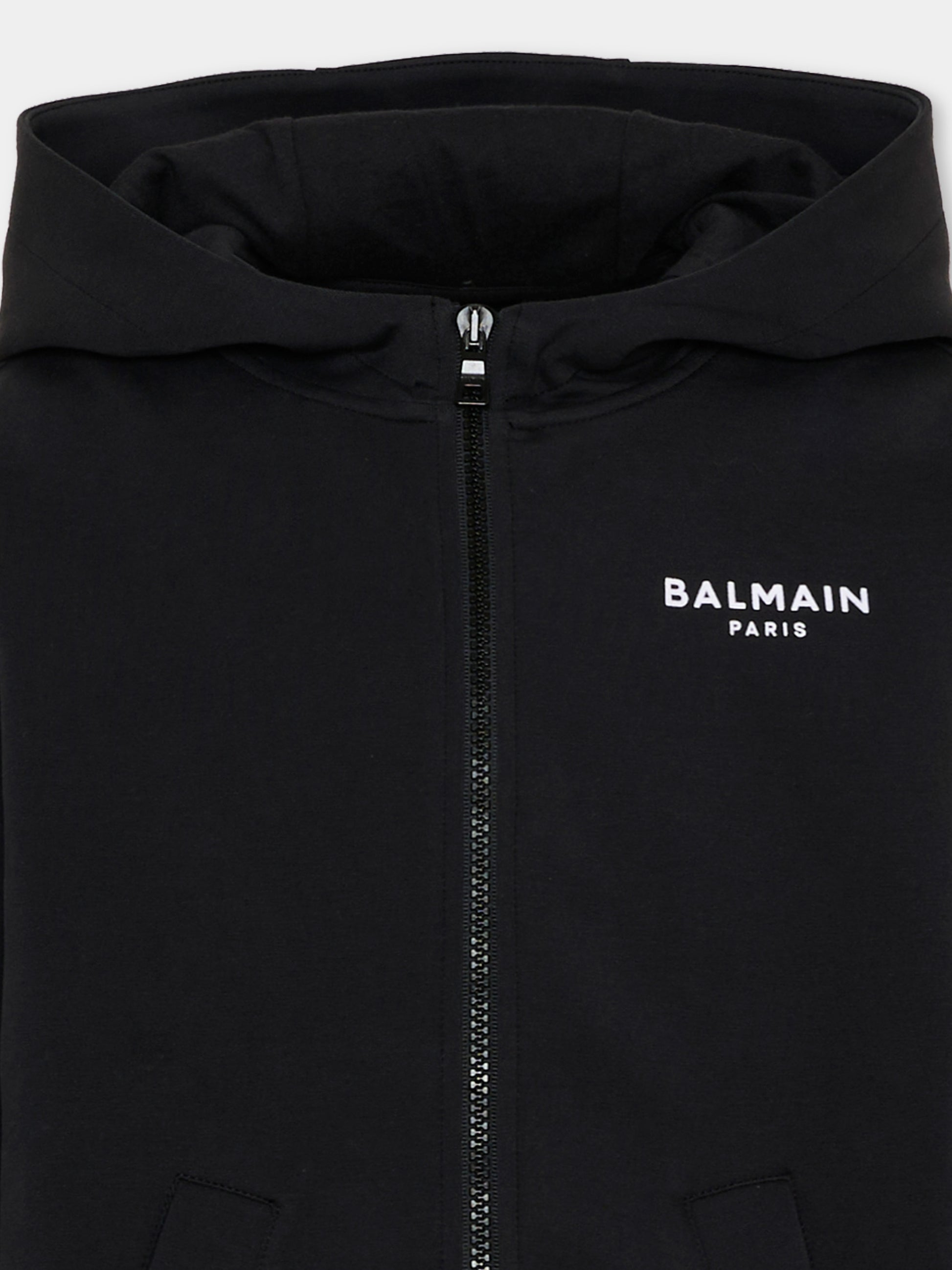 Felpa nera per bambini con logo,Balmain Kids,BZ4I70 Z3728 930BC