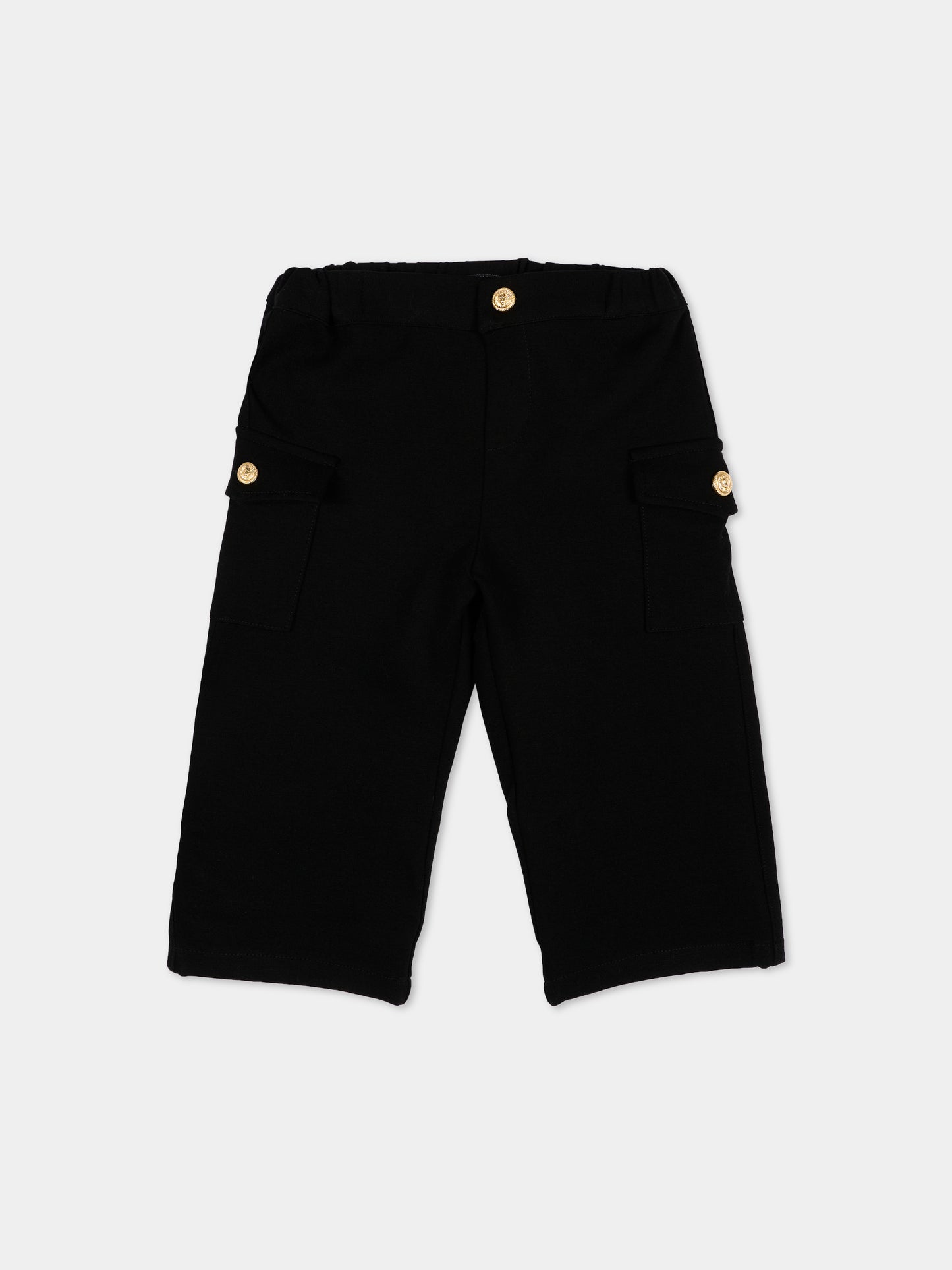 Pantaloni eleganti nero per neonato con tasche cargo,Balmain Kids,BZ6340 J0371 930OR
