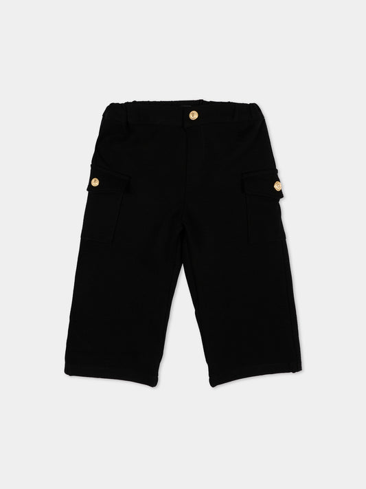 Pantaloni eleganti nero per neonato con tasche cargo,Balmain Kids,BZ6340 J0371 930OR
