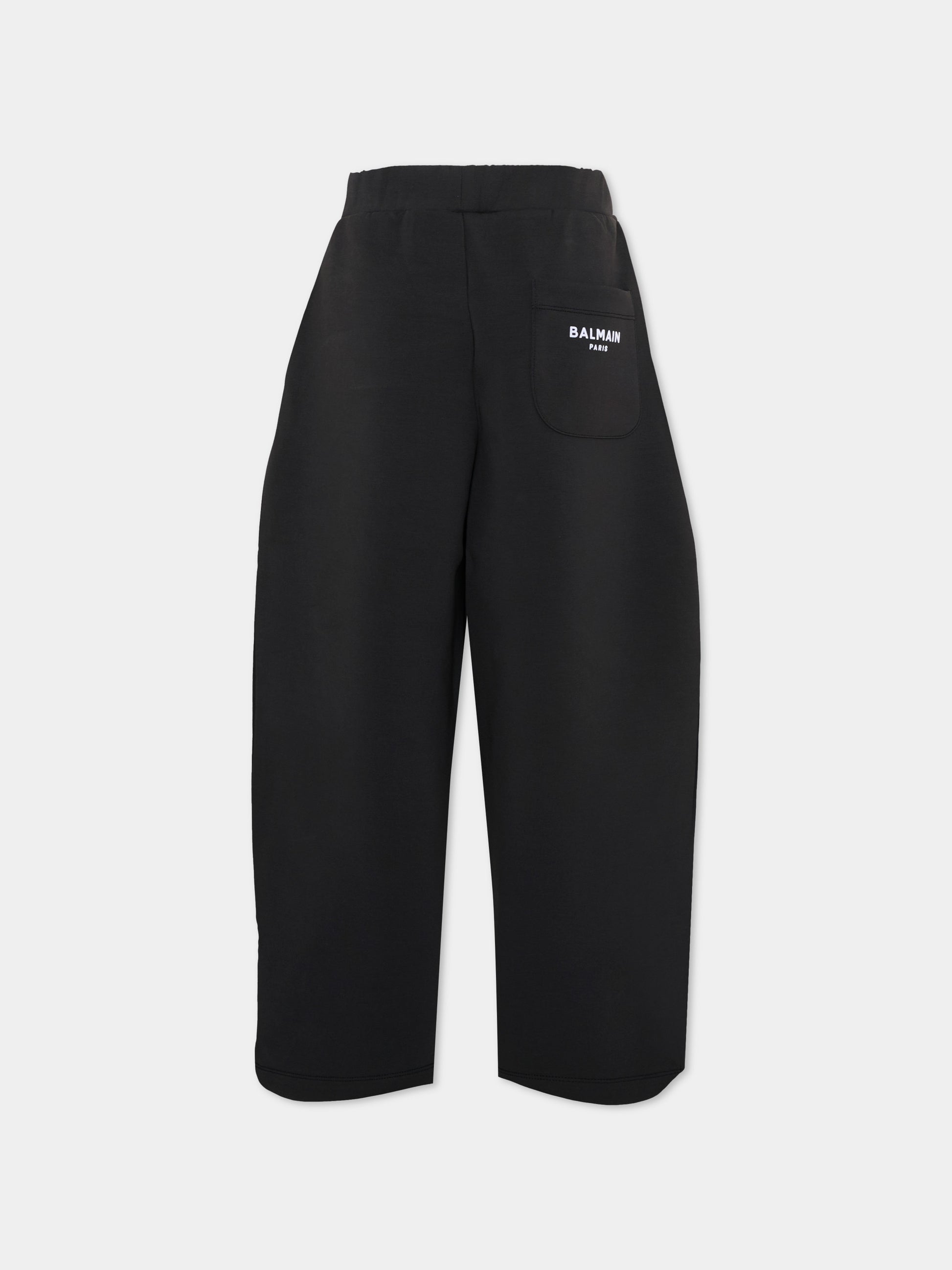 Pantaloni sportivi neri per bambina con logo,Balmain Kids,BZ6A80 Z3728 930BC