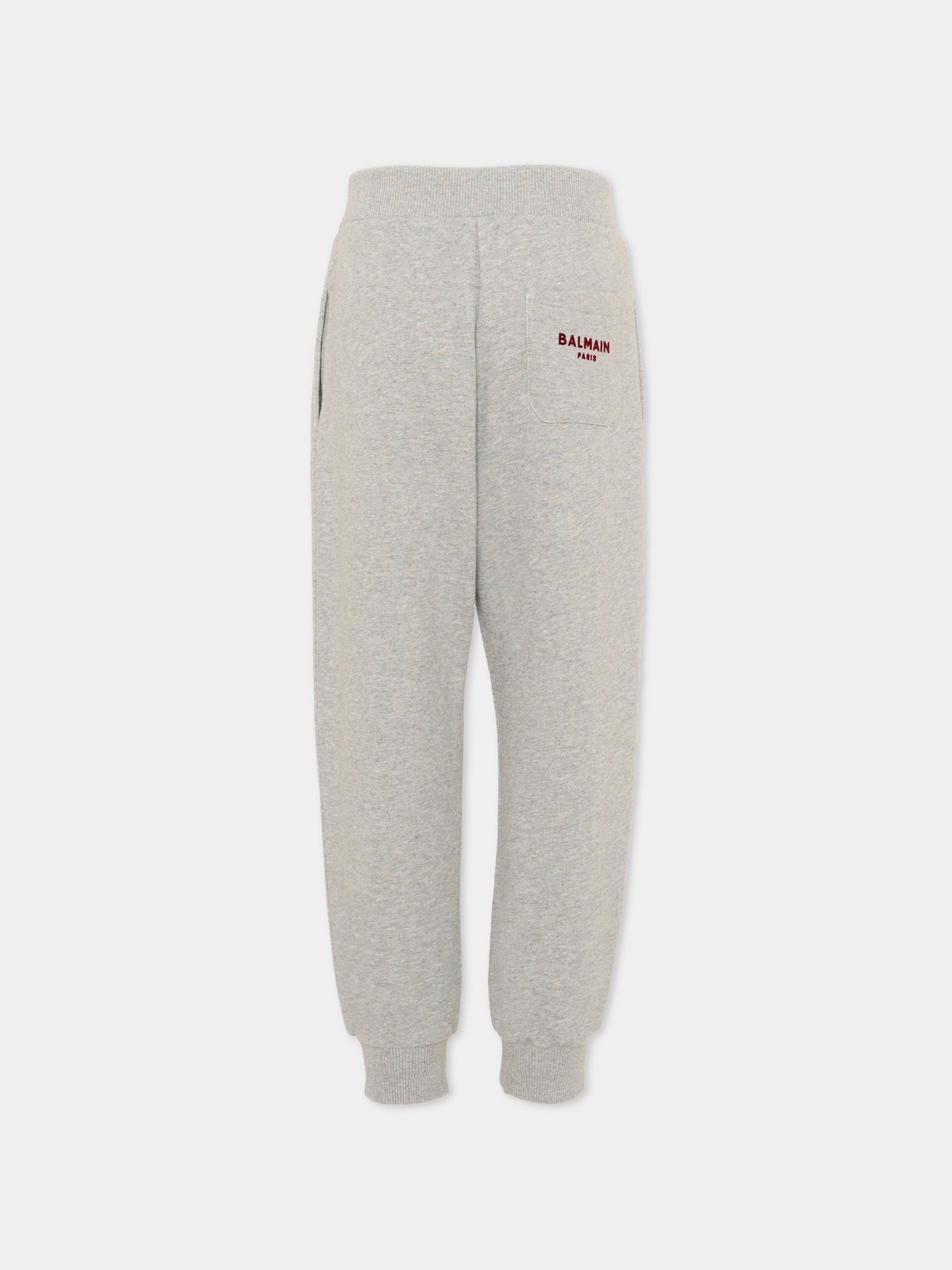 Pantaloni sportivi grigi per bambini con logo,Balmain Kids,BZ6I40 Z3188 806BD