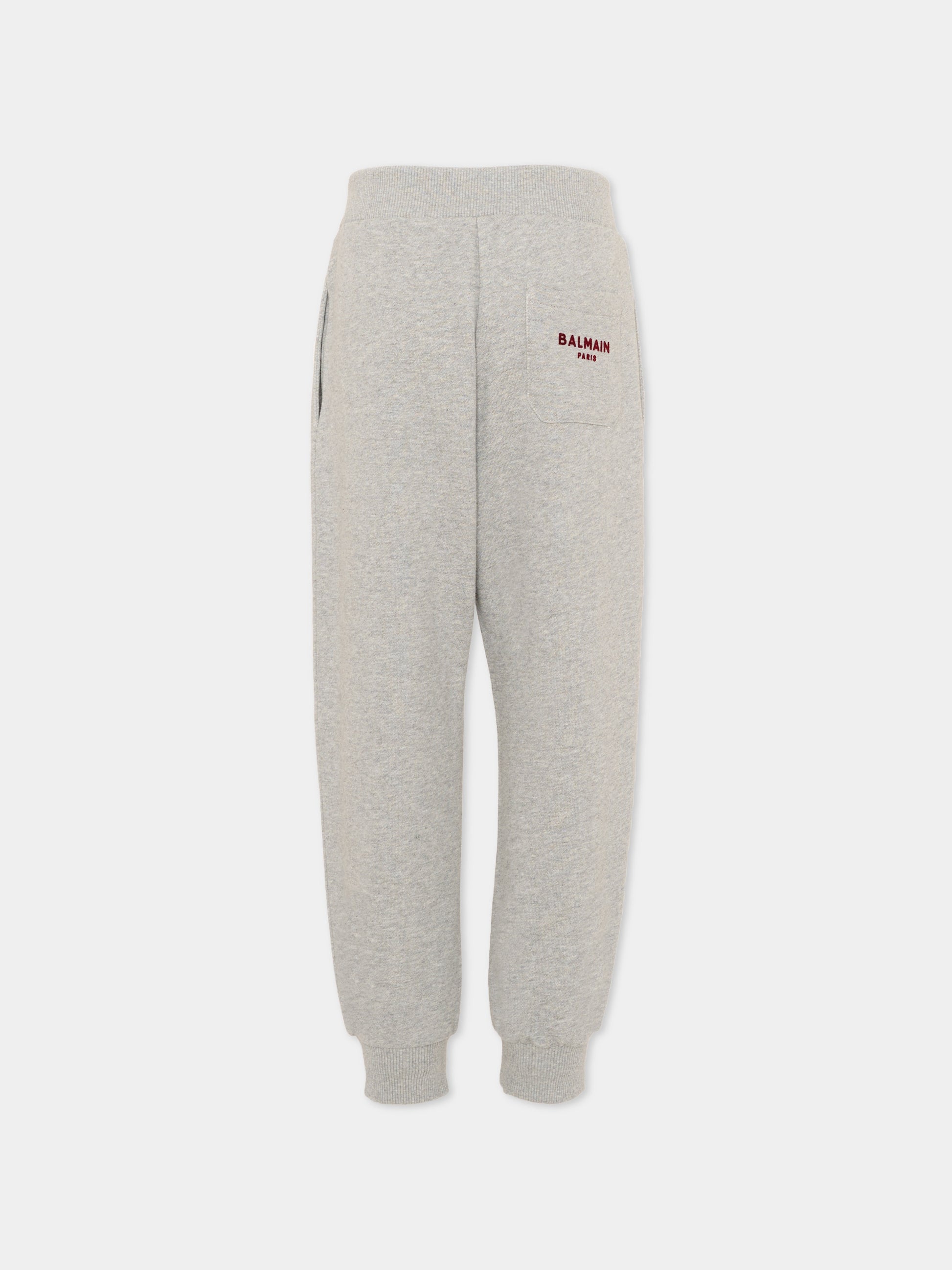 Pantaloni sportivi grigi per bambini con logo,Balmain Kids,BZ6I40 Z3188 806BD