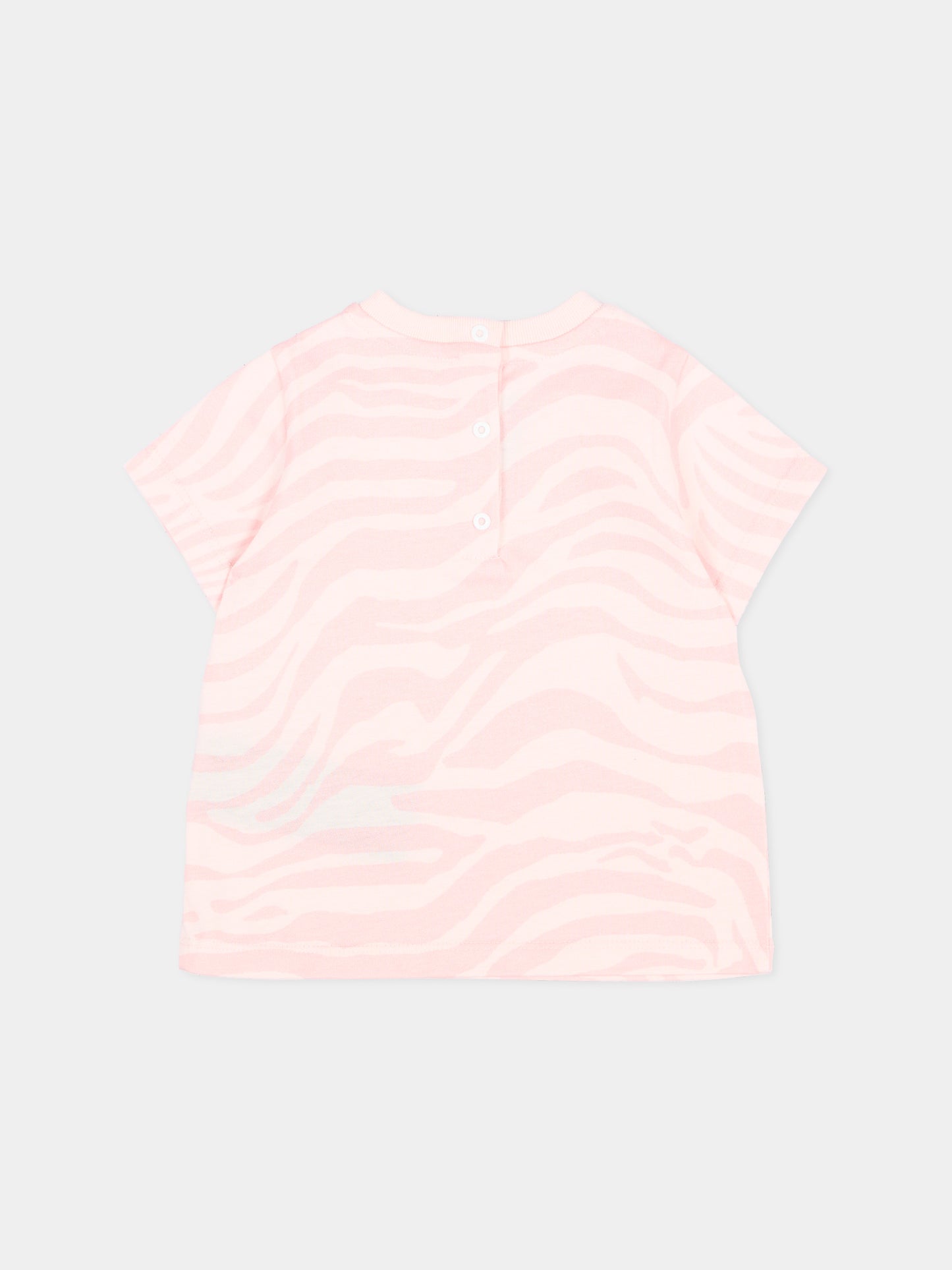T-Shirt rosa per neonata con logo,Balmain Kids,BZ8041 Z4119 508RS