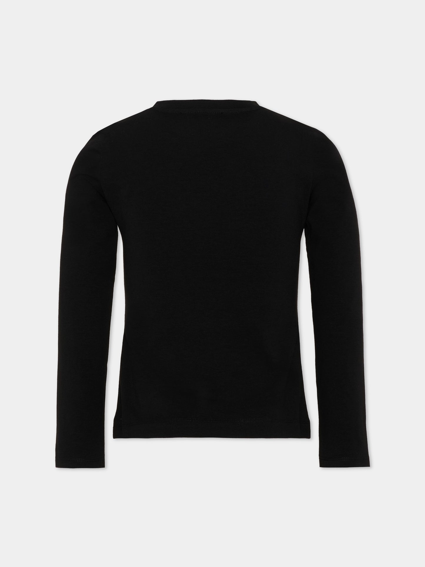 T-Shirt a manica lunga nera per bambina con logo,Balmain Kids,BZ8A70 Z3277 930BC