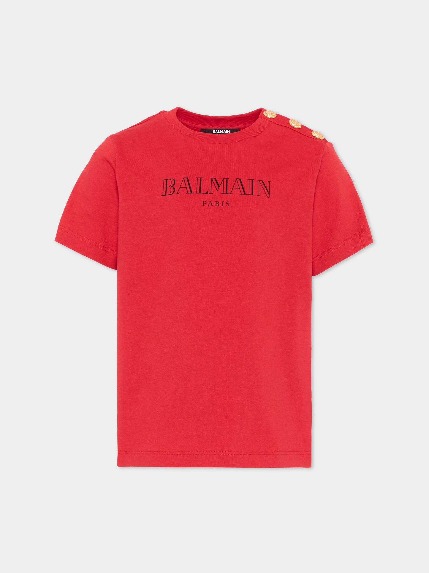 T-Shirt rossa per bambini con logo,Balmain Kids,BZ8H51 Z3672 479NE