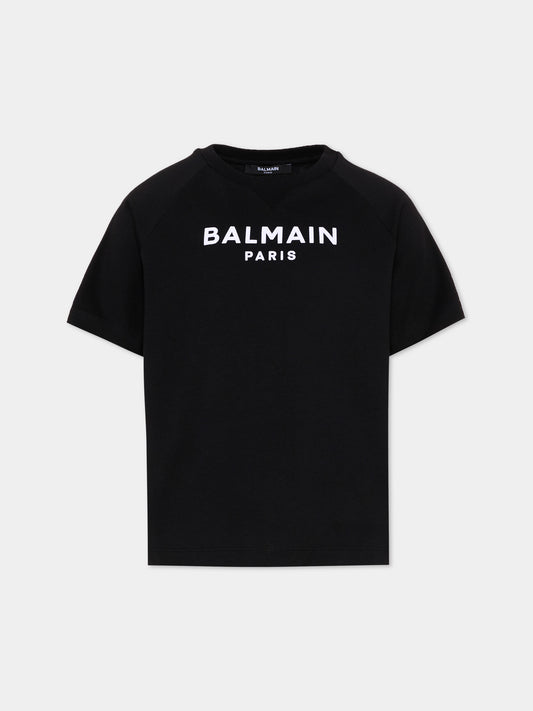 T-Shirt nera per bambino con logo