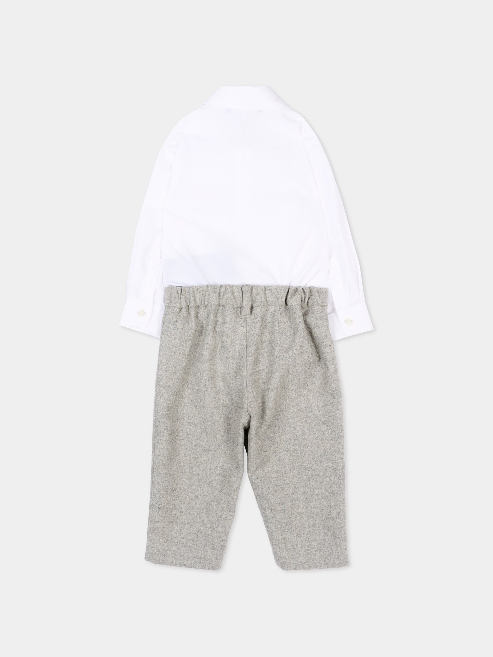 Completo elegante grigio per neonato con logo,Balmain Kids,BZA300 I0341 806OR