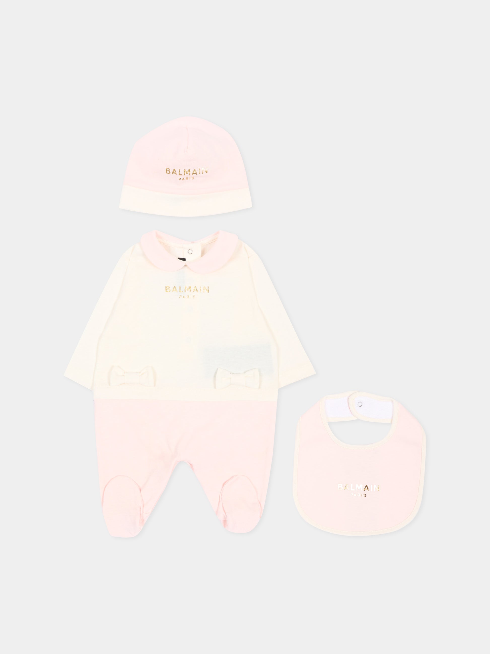Set tutina avorio per neonata con logo,Balmain Kids,BZB010 Z3672 102RS