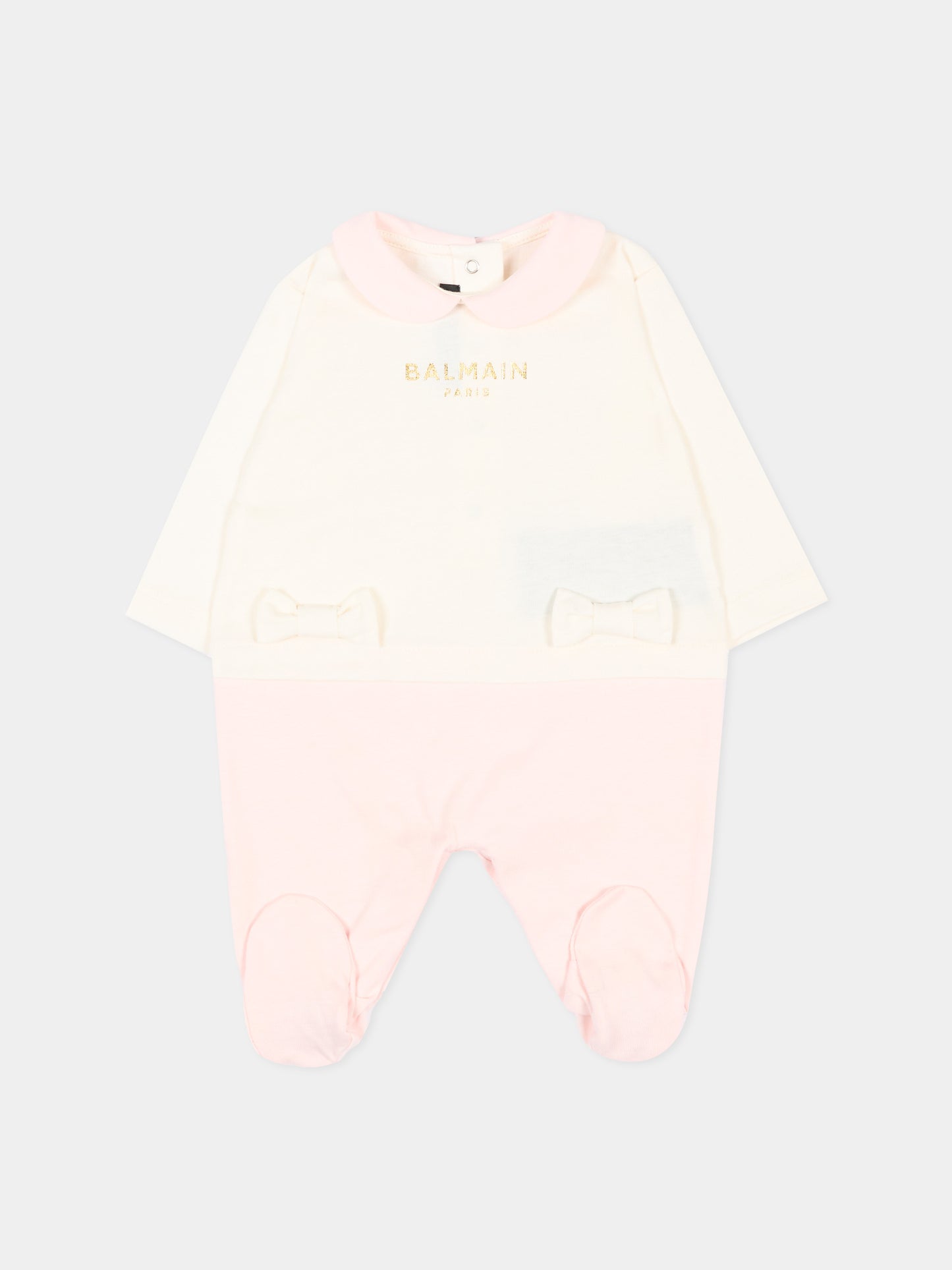 Set tutina avorio per neonata con logo,Balmain Kids,BZB010 Z3672 102RS