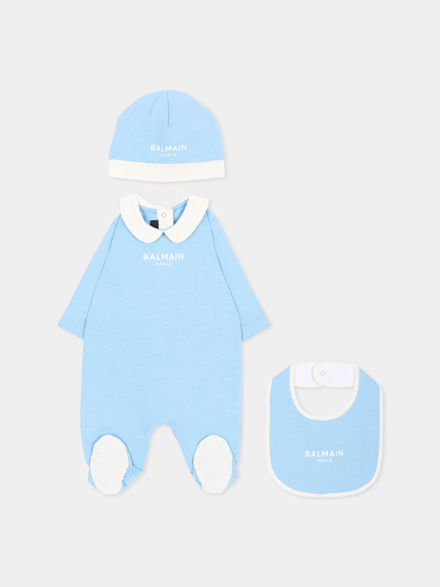 Set tutina celeste per neonato con logo,Balmain Kids,BZB310 Z3672 60CAV