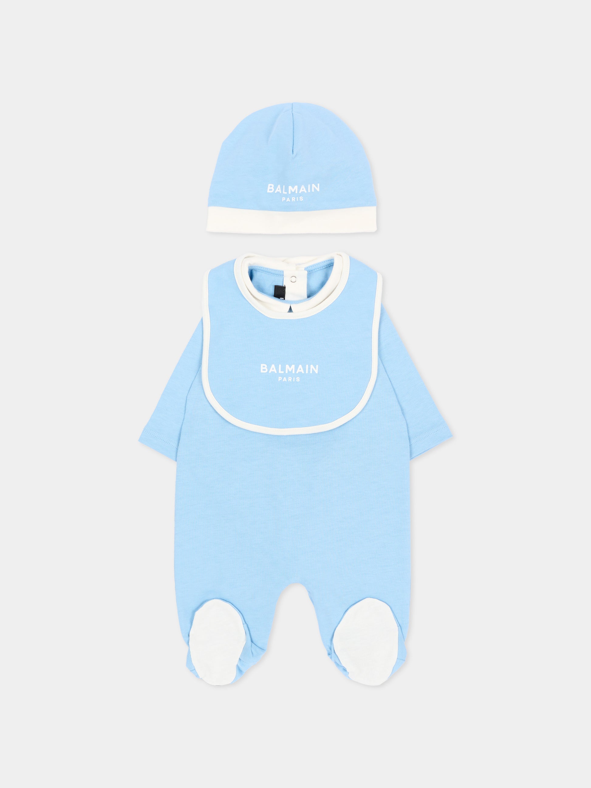 Set tutina celeste per neonato con logo,Balmain Kids,BZB310 Z3672 60CAV