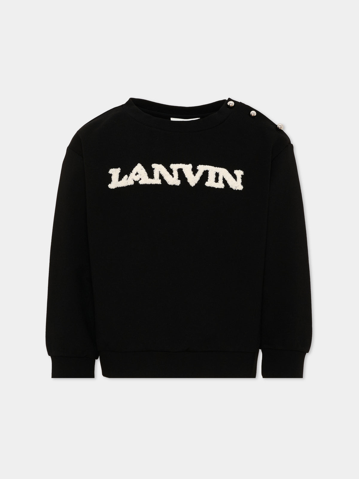 Felpa nera per bambina con logo,Lanvin Petite,N30402 09B
