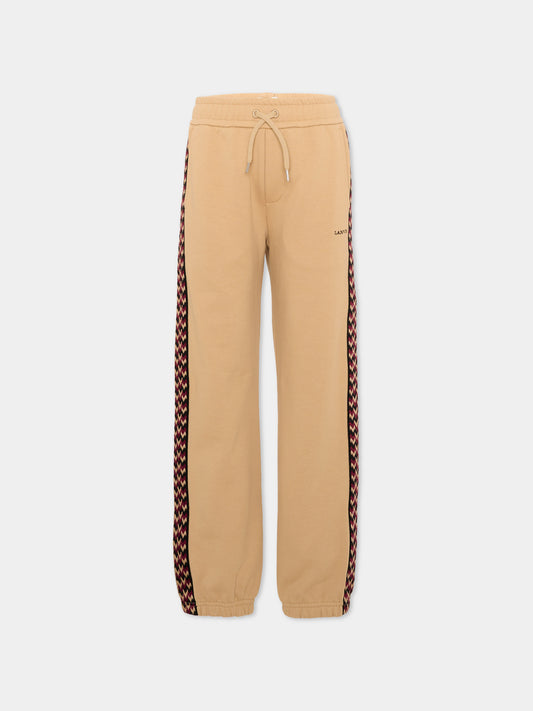 Pantaloni sportivi beige per bambino con logo,Lanvin Petite,N30425 276