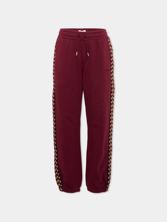 Pantaloni sportivi bordeaux per bambino con logo,Lanvin Petite,N30425 955