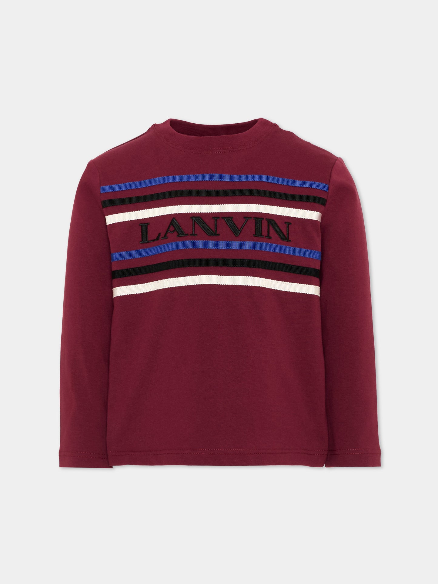 T-shirt a manica lunga bordeaux con logo,Lanvin Petite,N30429 955