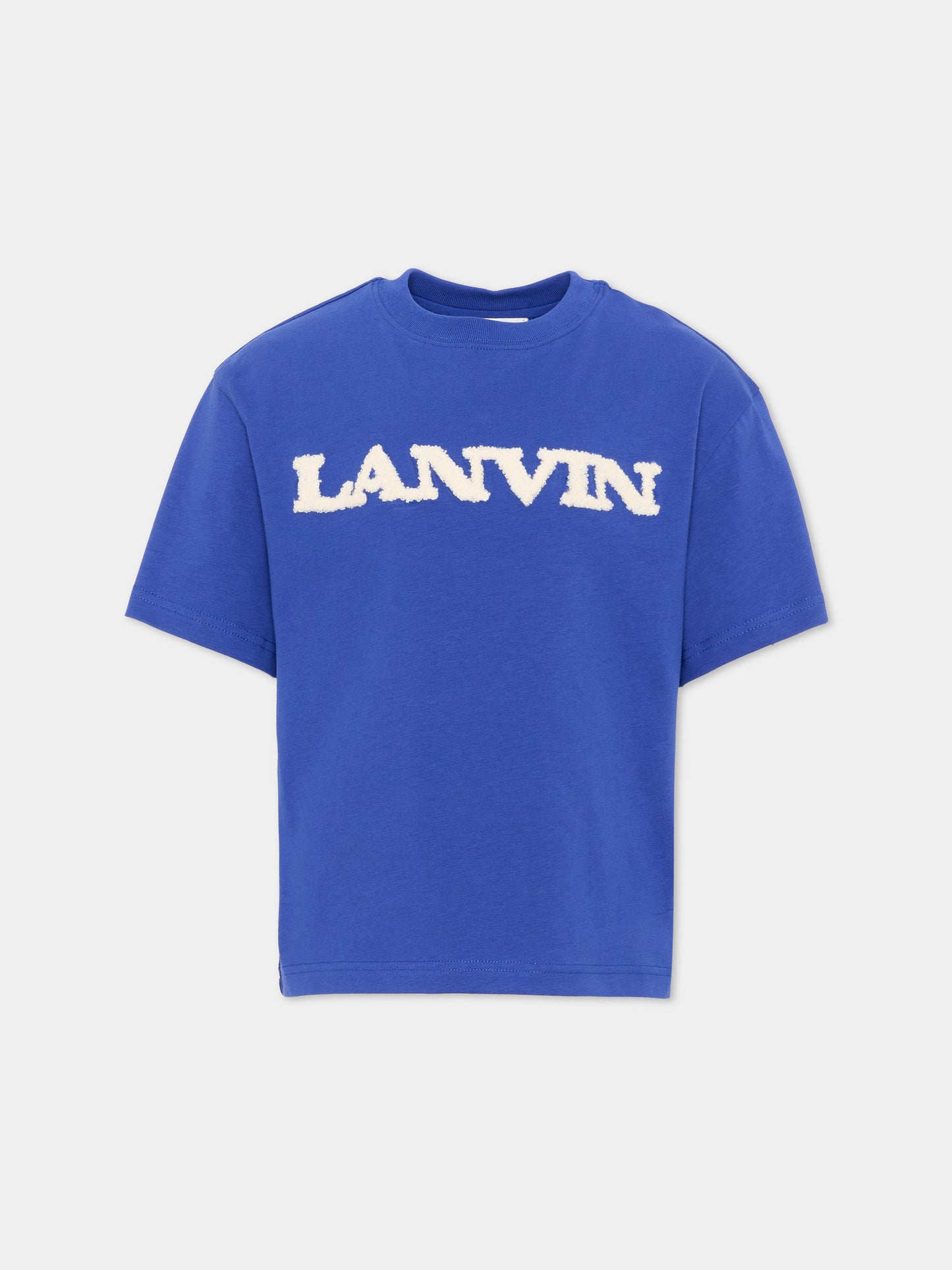 T-shirt blu per bambino con logo,Lanvin Petite,N30432 80A