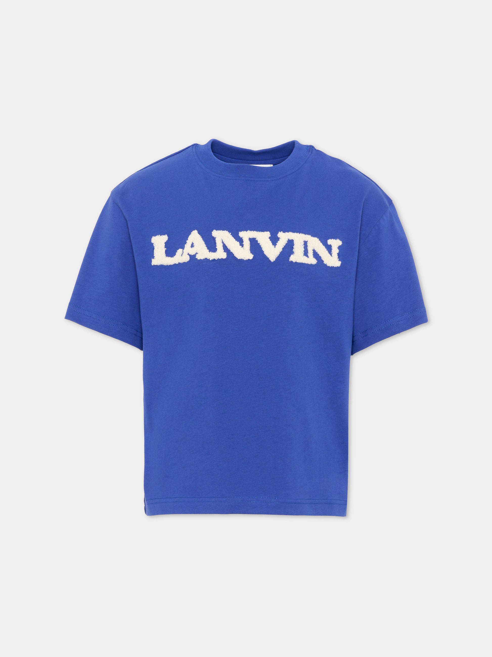 T-shirt blu per bambino con logo,Lanvin Petite,N30432 80A
