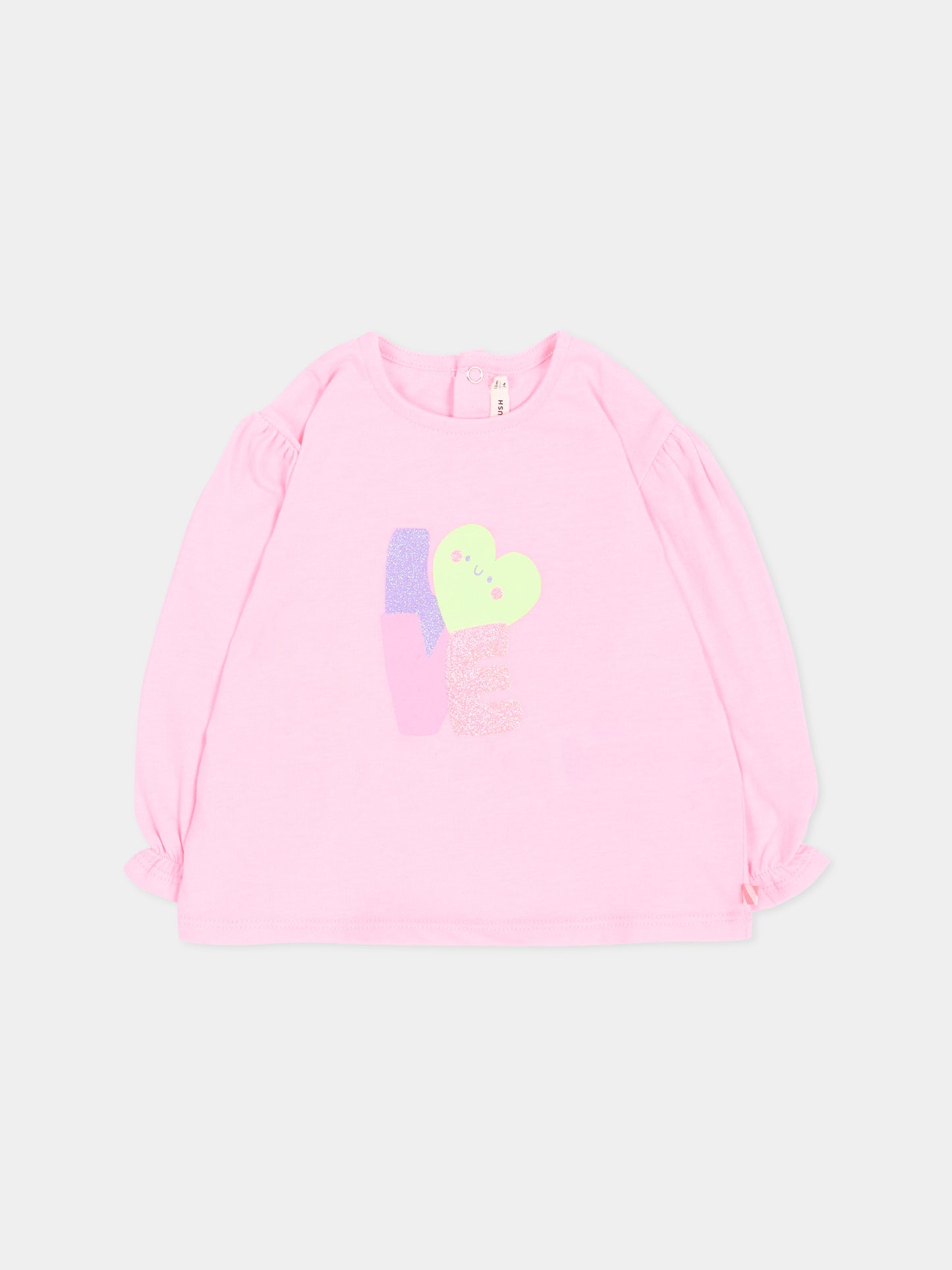 T-shirt rosa per neonata con cuore,Billieblush,U22244 462