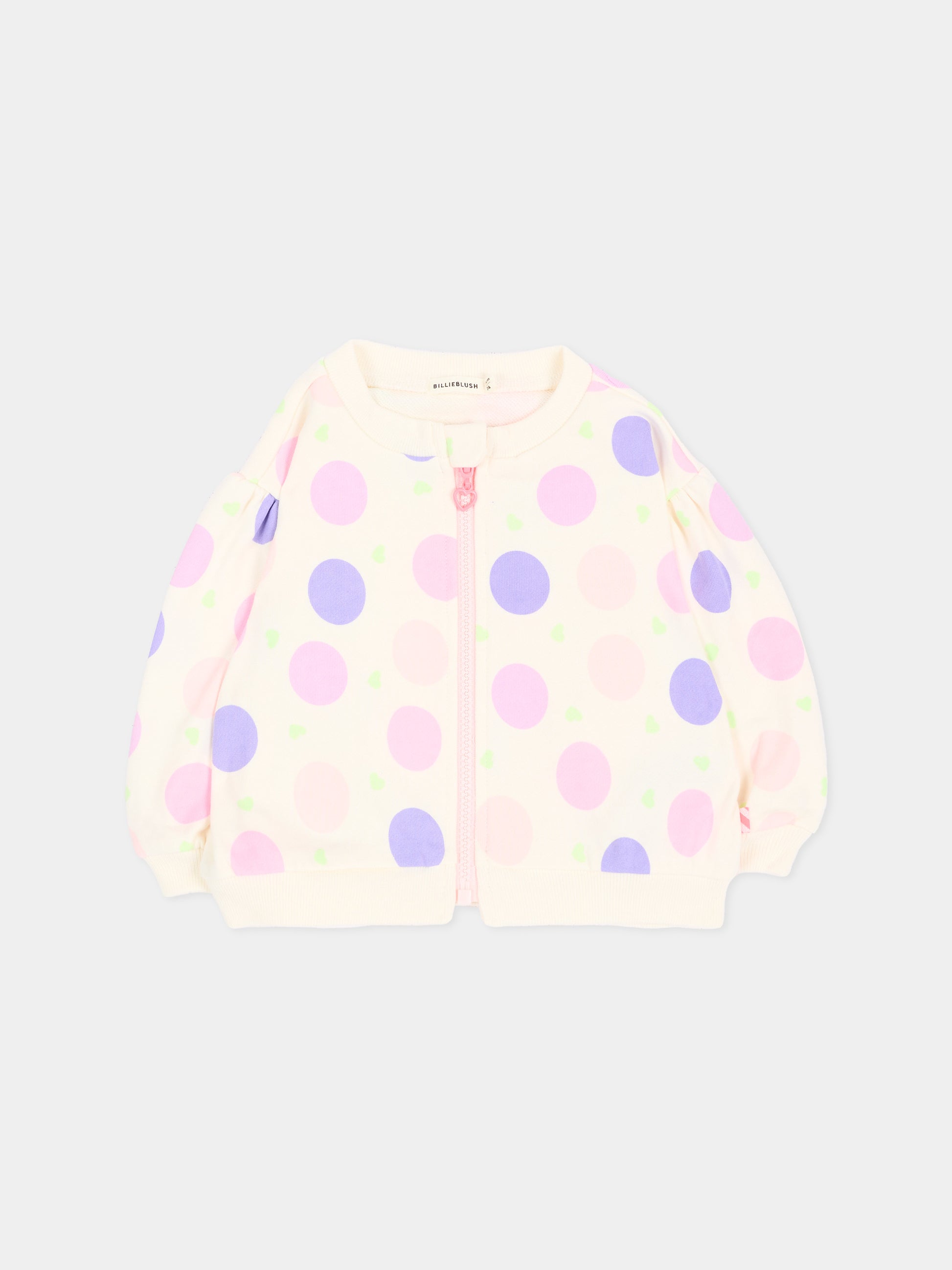 Felpa avorio per neonata a pois,Billieblush,U22245 121