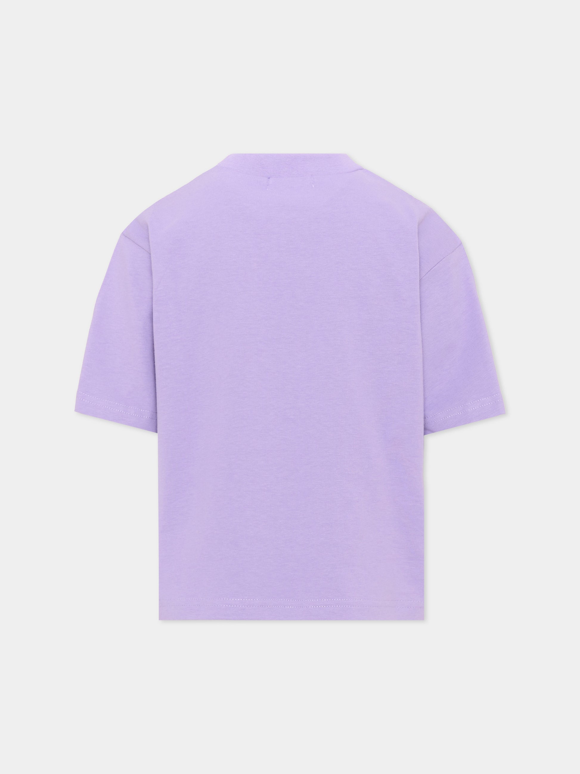 T-shirt lilla per bambina con stampa,Billieblush,U22301 90E