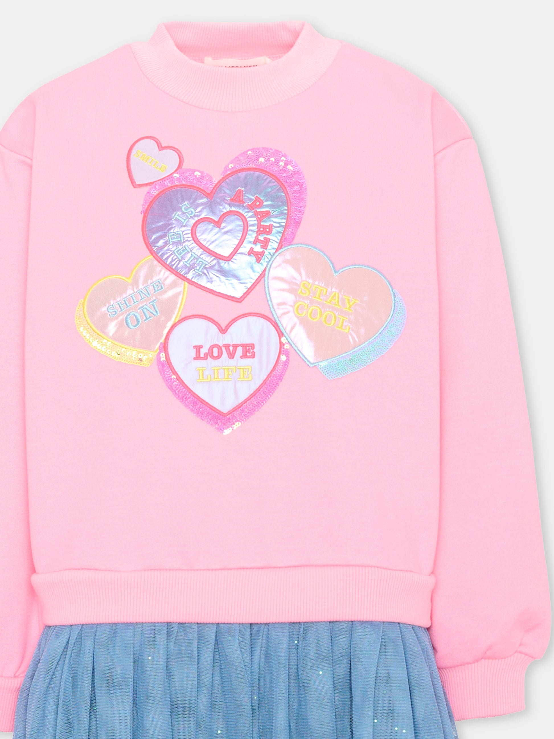 Vestito rosa per bambina con cuori,Billieblush,U22350 462