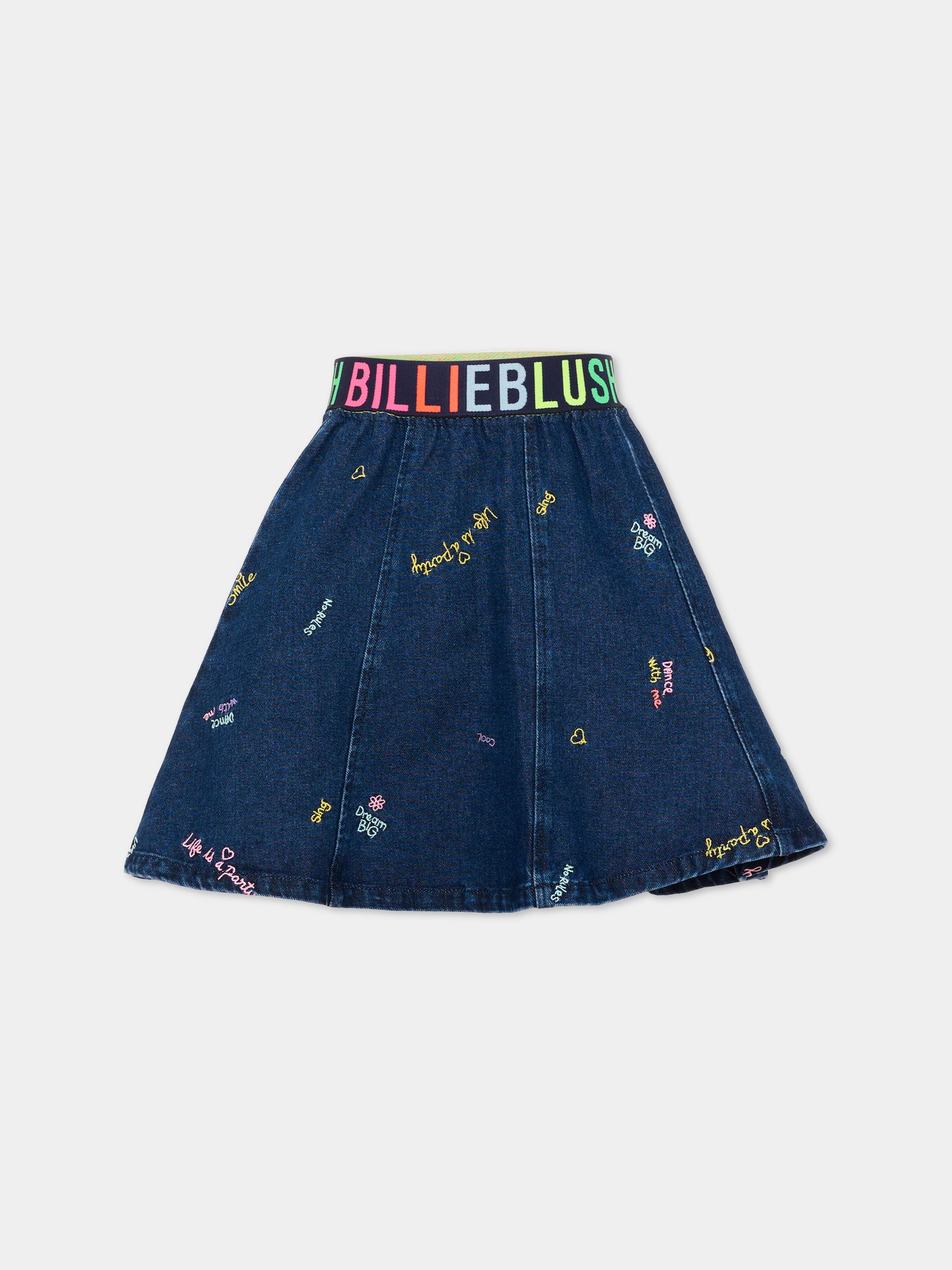 Gonna denim per bambina con logo,Billieblush,U22361 Z10