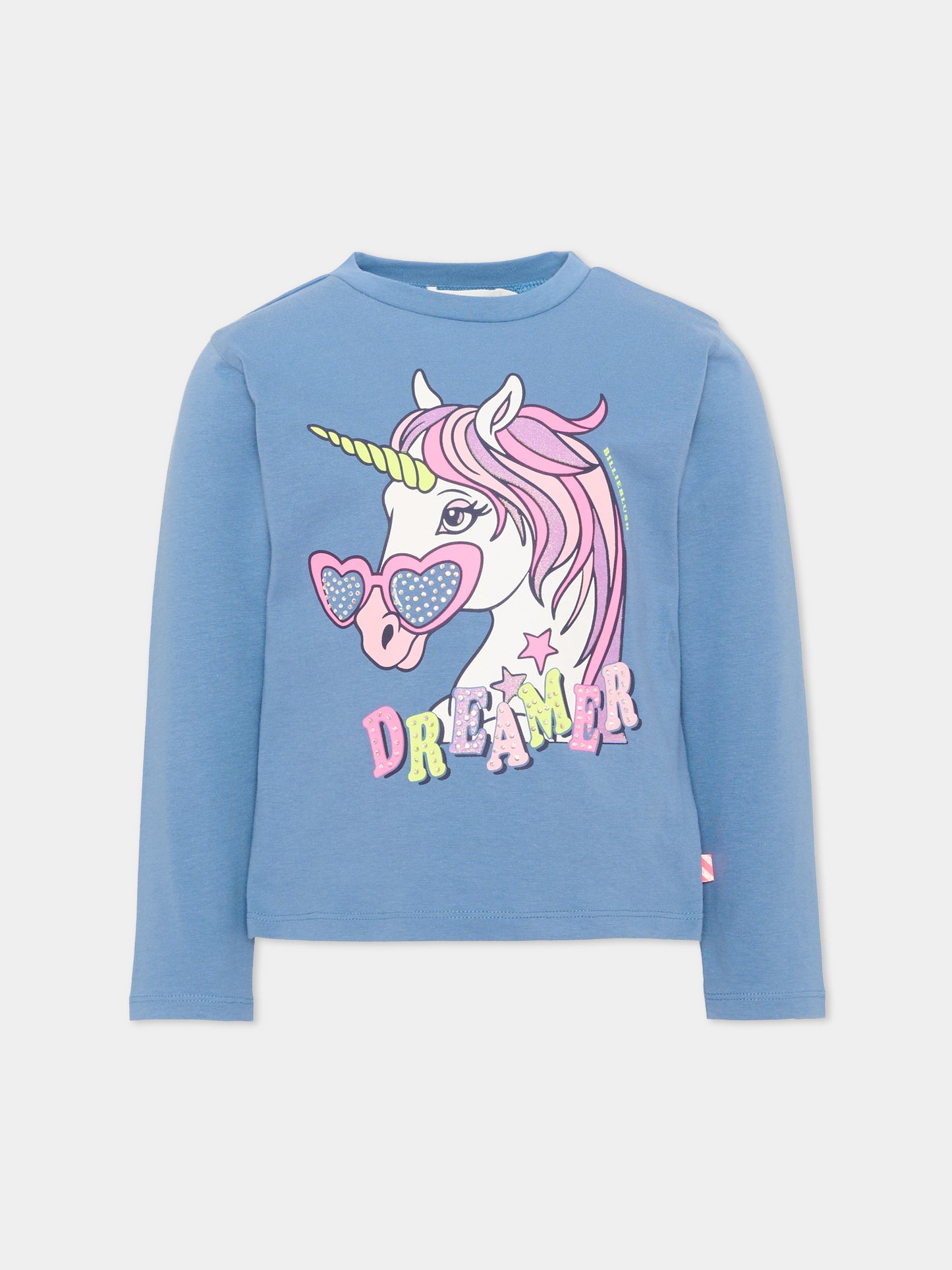 T-shirt azzurra per bambina con unicorno,Billieblush,U22384 81U