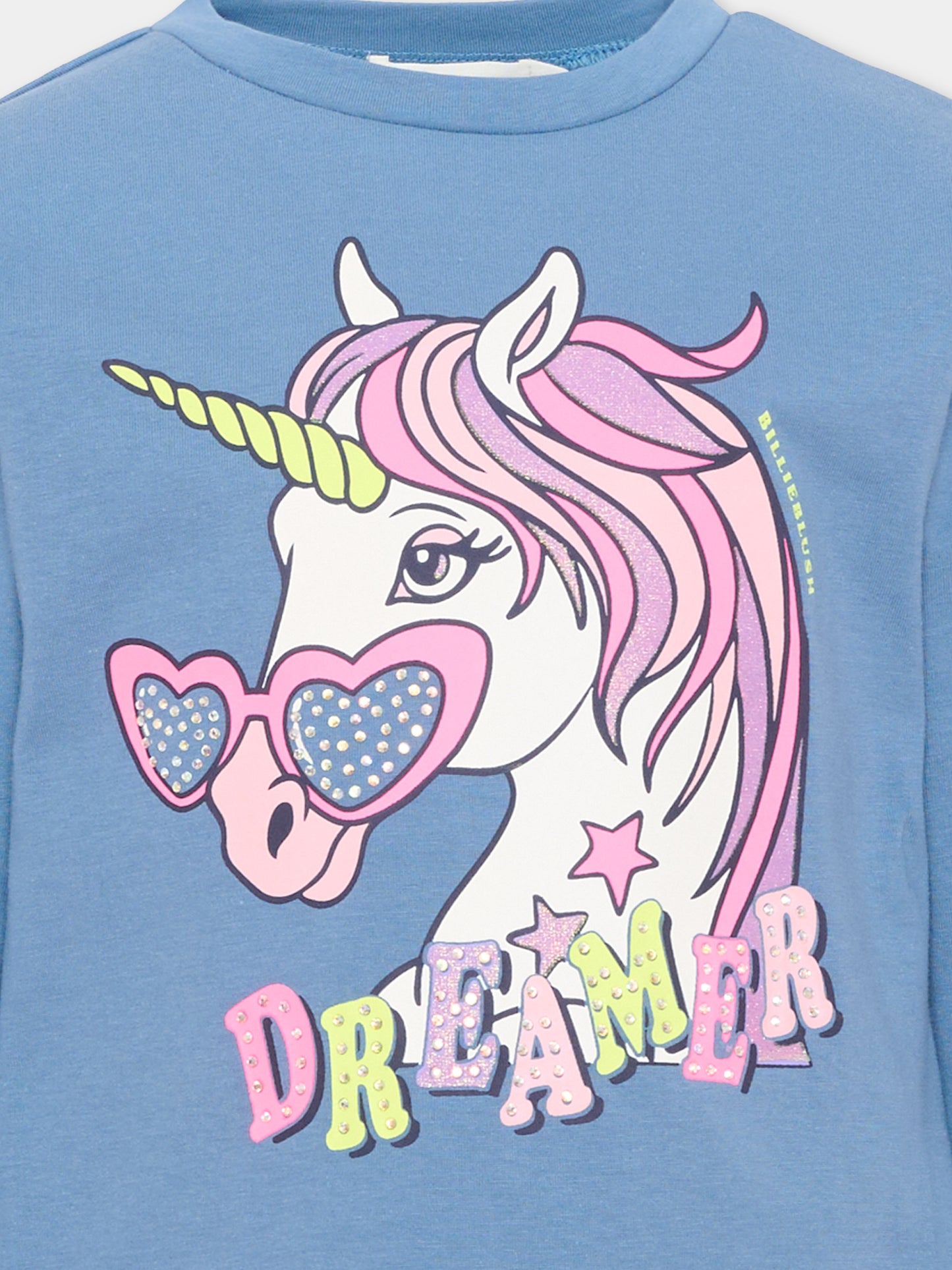T-shirt azzurra per bambina con unicorno,Billieblush,U22384 81U