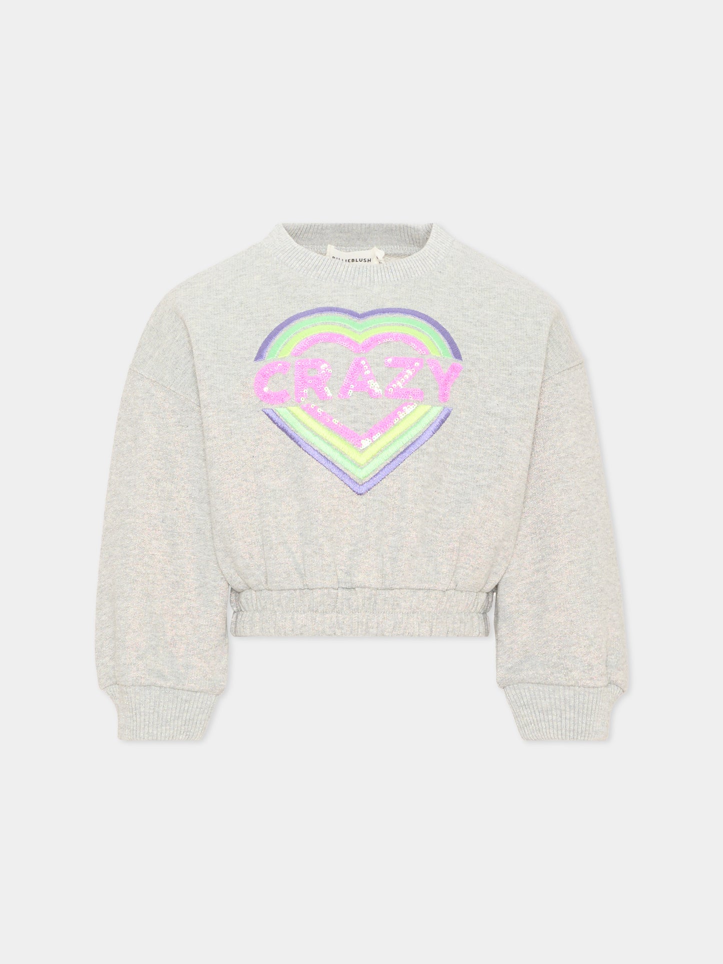 Felpa grigia per bambina con cuore,Billieblush,U22400 111