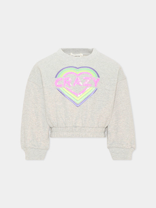 Felpa grigia per bambina con cuore,Billieblush,U22400 111