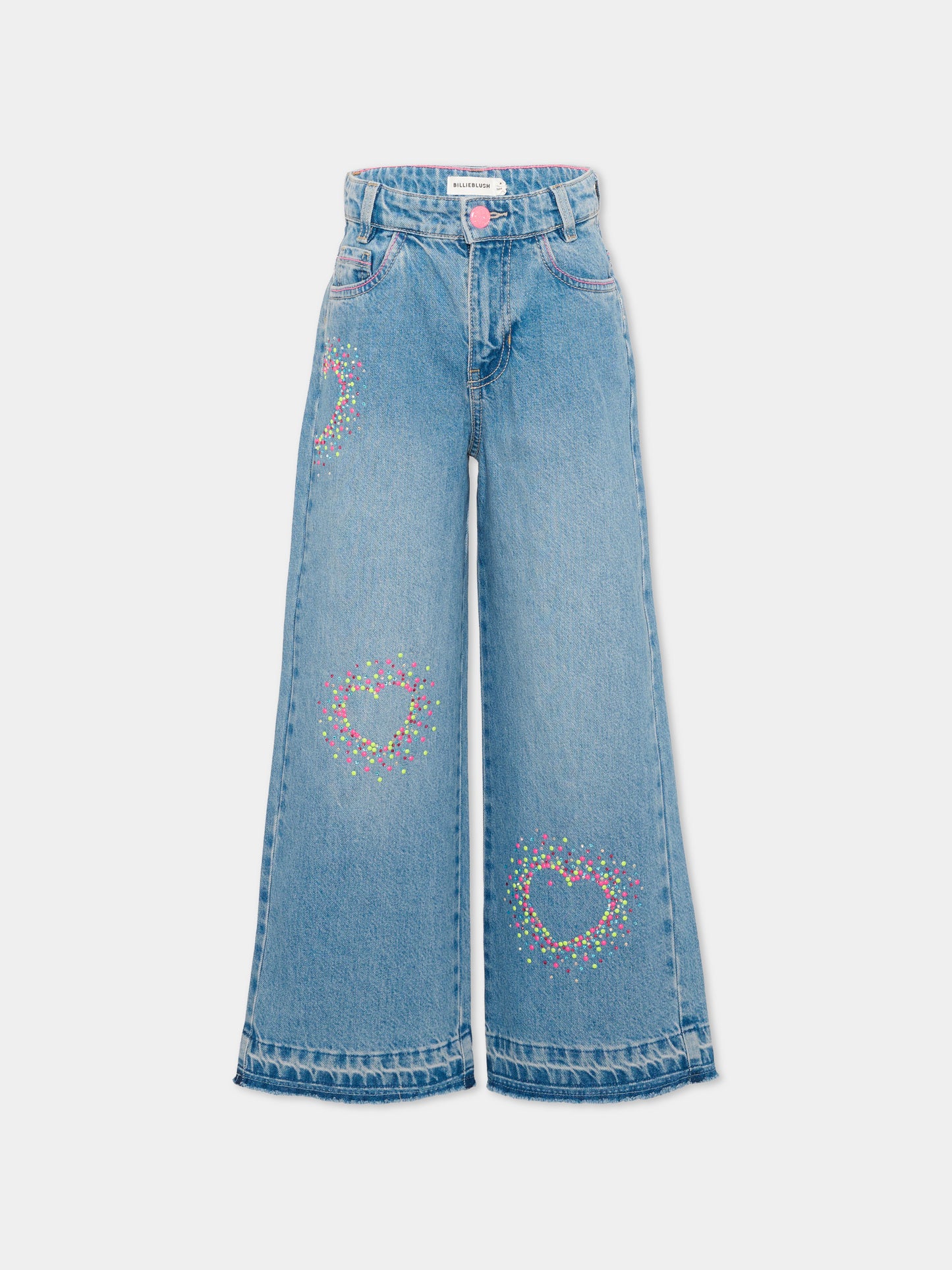 Jeans denim per bambina con cuori,Billieblush,U22408 Z18