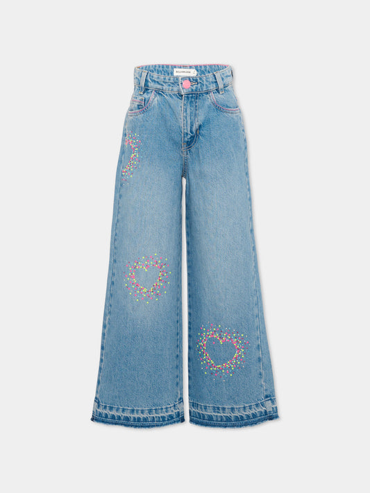 Jeans denim per bambina con cuori,Billieblush,U22408 Z18
