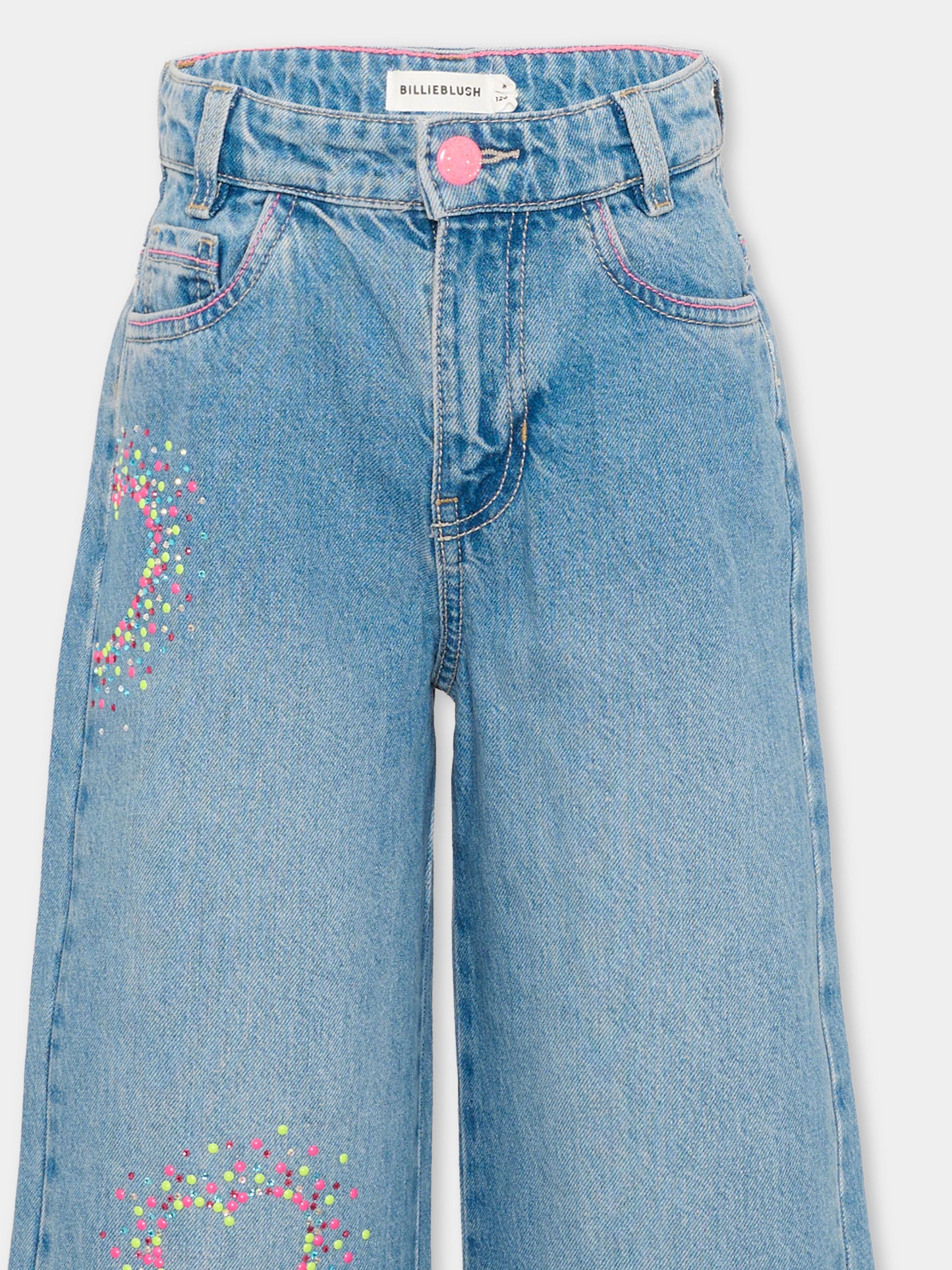 Jeans denim per bambina con cuori,Billieblush,U22408 Z18