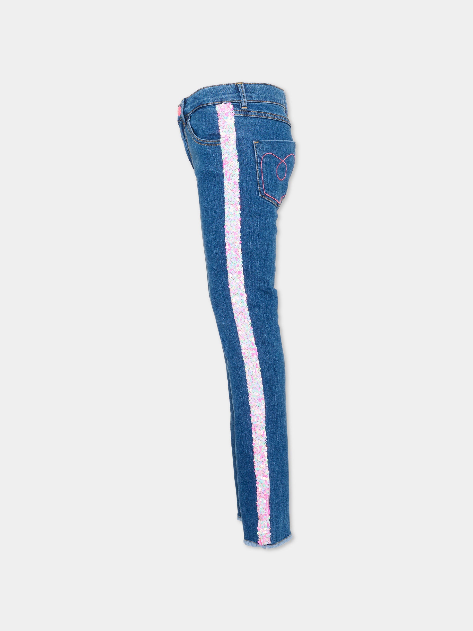 Jeans denim per bambina con paillettes,Billieblush,U22412 Z22