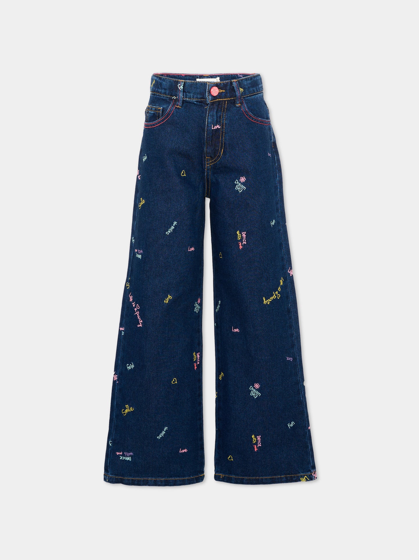 Jeans denim per bambina con ricami,Billieblush,U22417 Z10