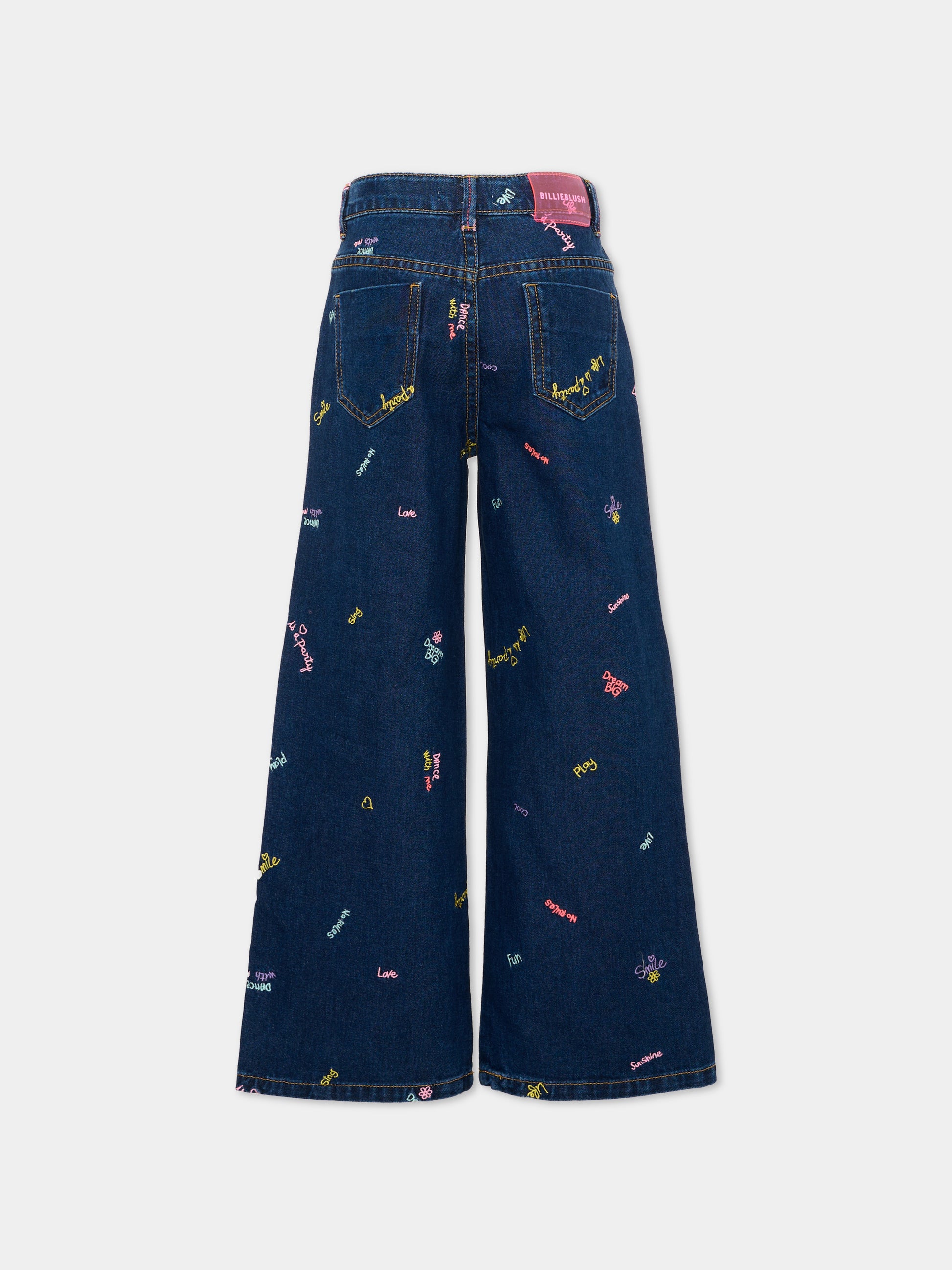 Jeans denim per bambina con ricami,Billieblush,U22417 Z10