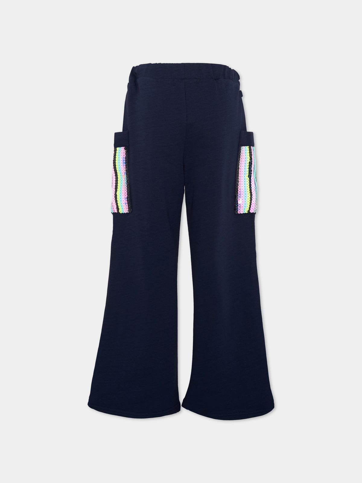 Pantaloni sportivi blu per bambina con paillettes,Billieblush,U22420 85T
