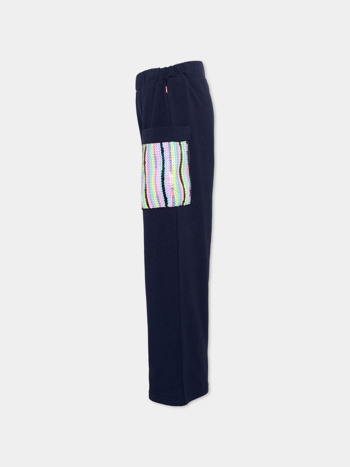 Pantaloni sportivi blu per bambina con paillettes,Billieblush,U22420 85T