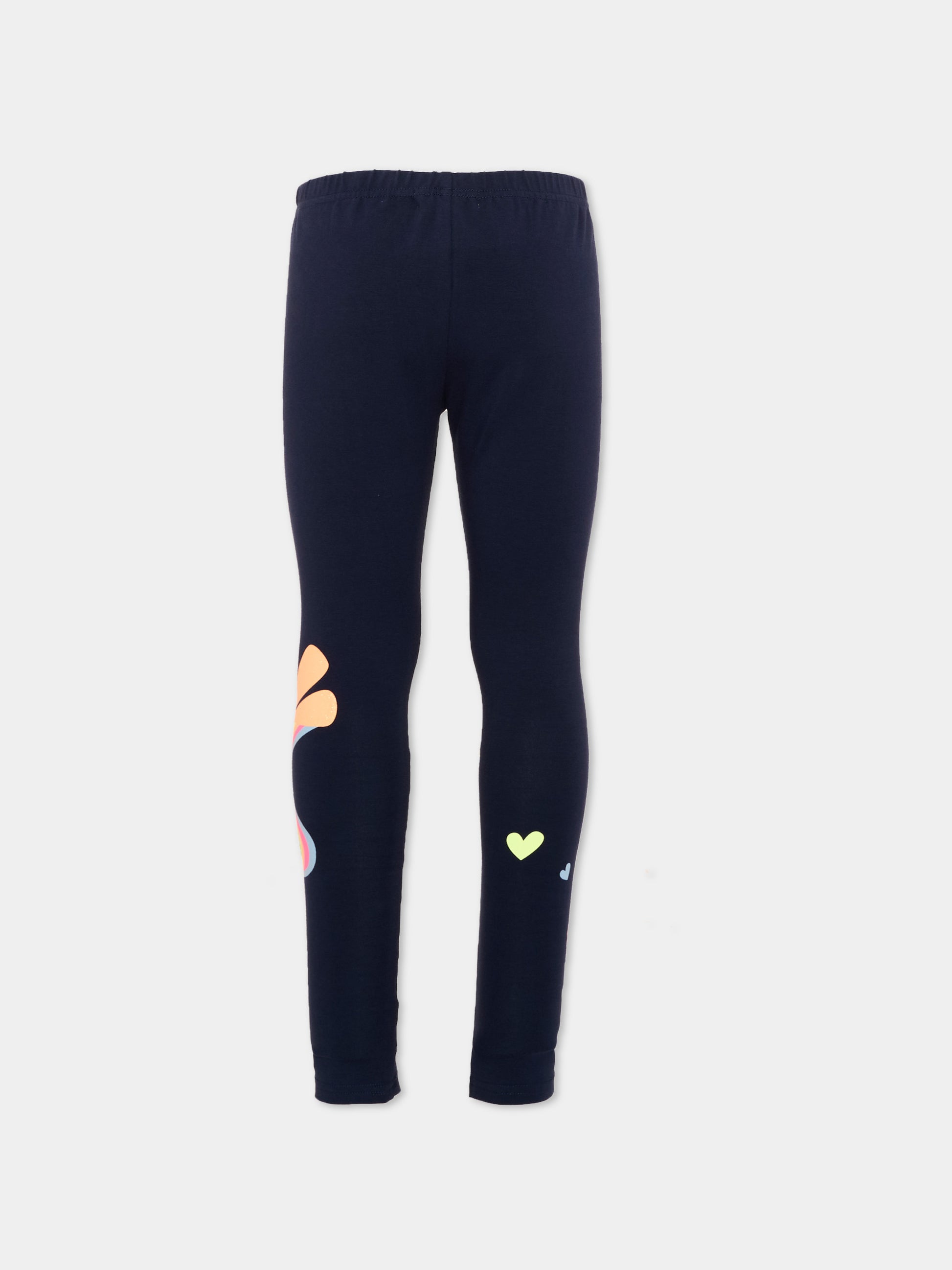 Leggings blu per bambina con fiori,Billieblush,U22421 85T