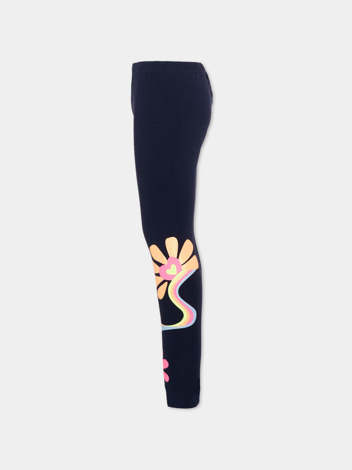 Leggings blu per bambina con fiori,Billieblush,U22421 85T