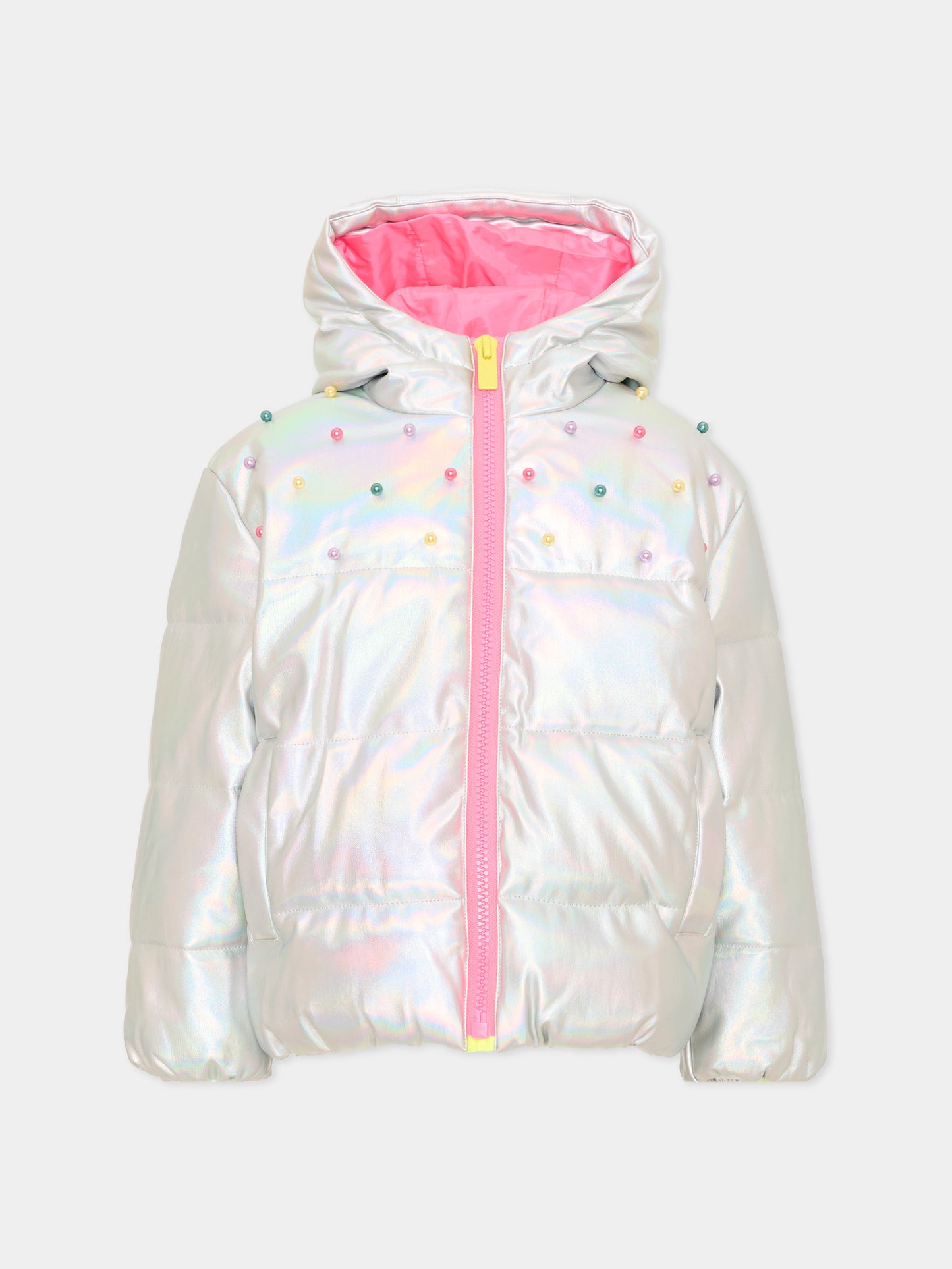 Piumini argento per bambina con perle,Billieblush,U22440 111
