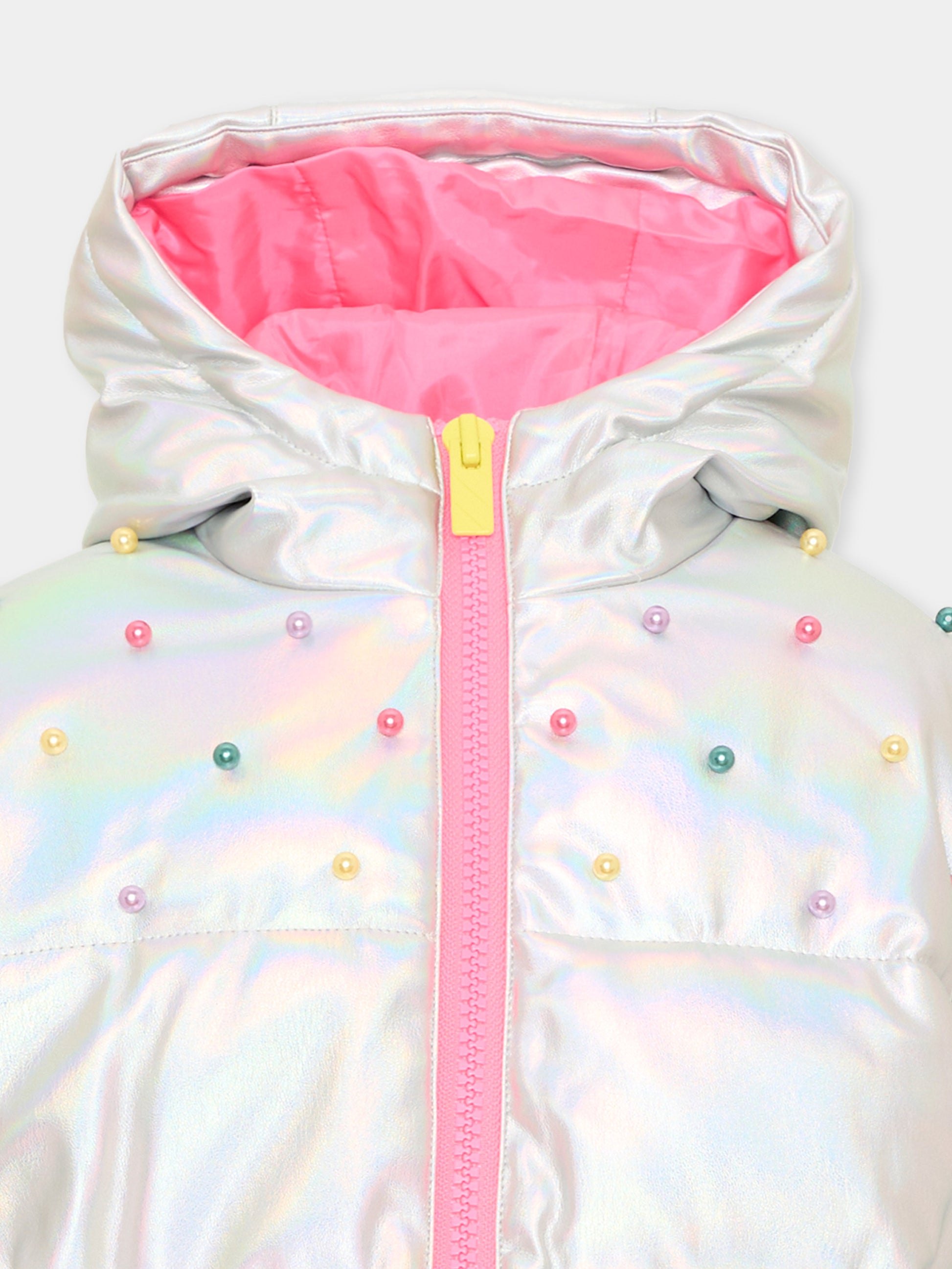 Piumini argento per bambina con perle,Billieblush,U22440 111