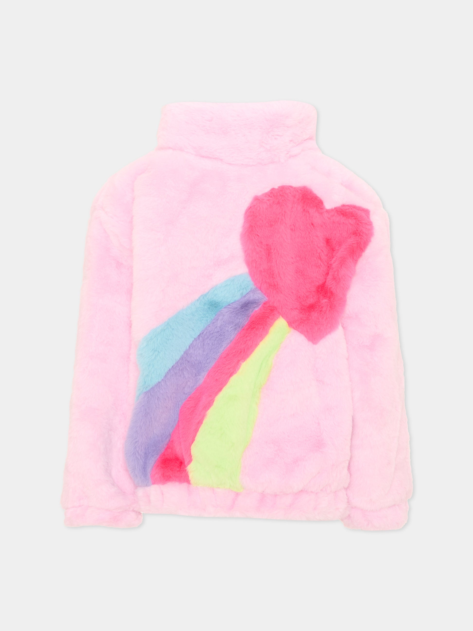 Ecopelliccia rosa per bambina con cuore,Billieblush,U22448 475