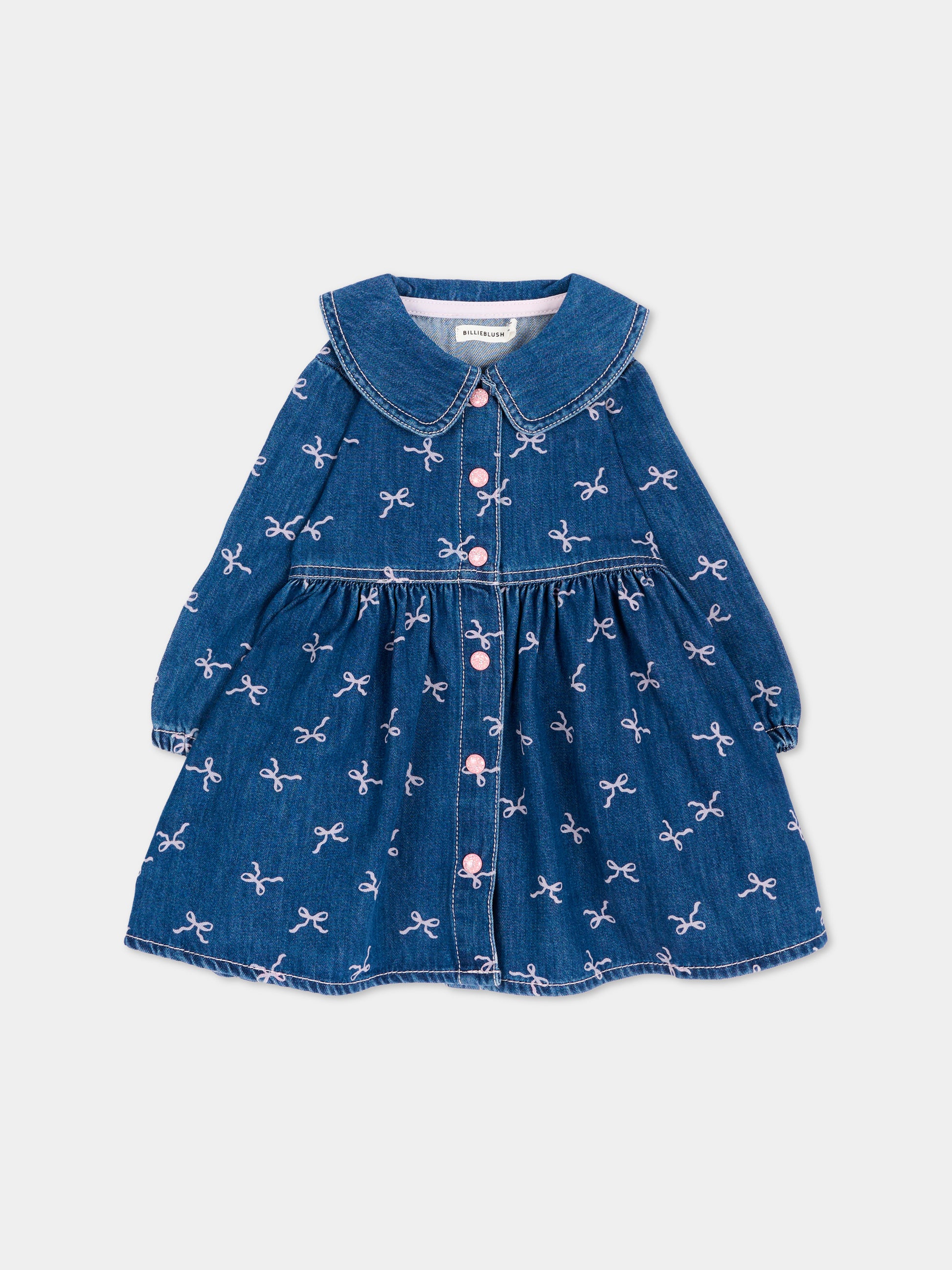 Vestito denim per neonata con fiocchi,Billieblush,U22456 Z10