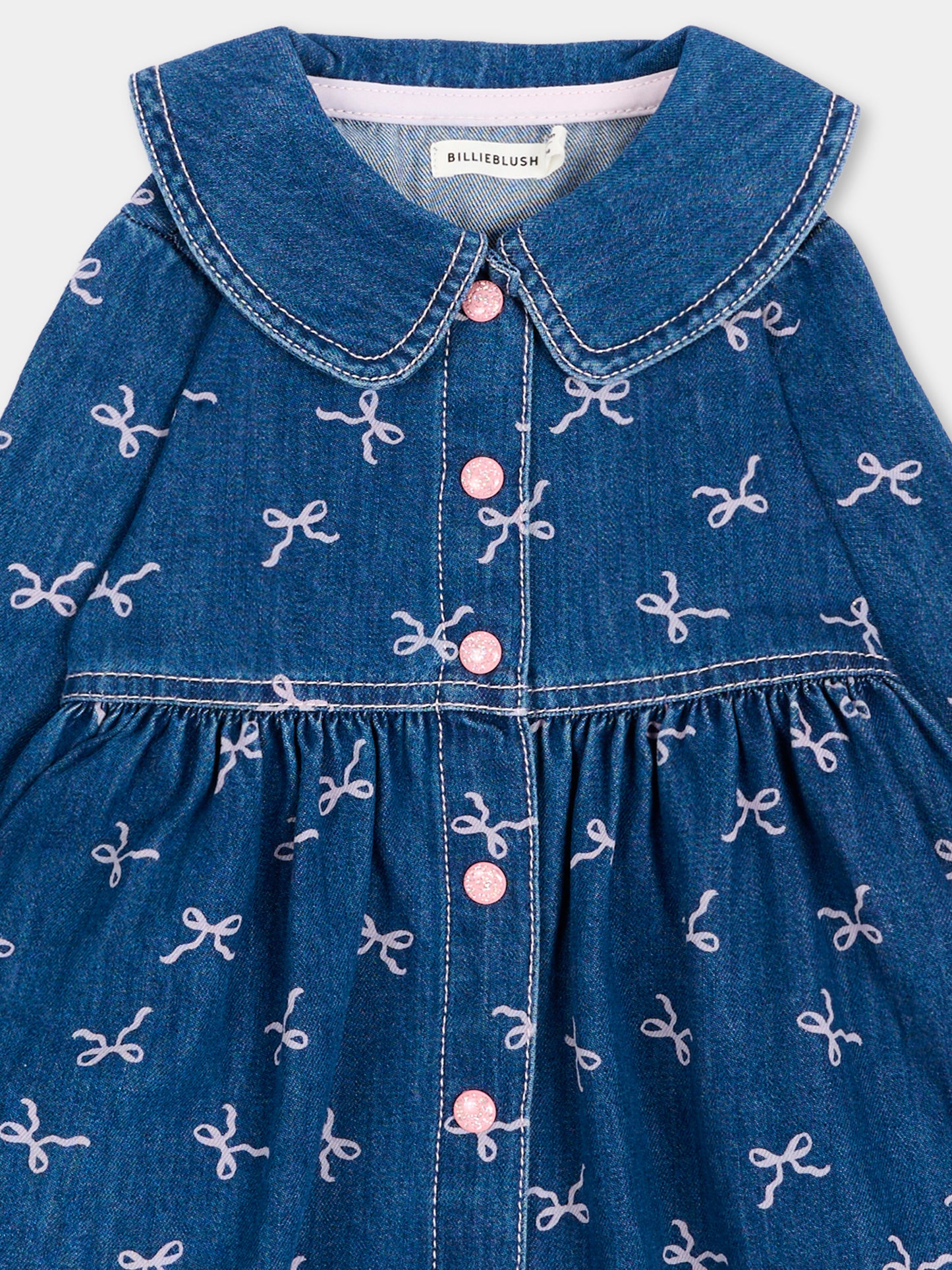 Vestito denim per neonata con fiocchi,Billieblush,U22456 Z10